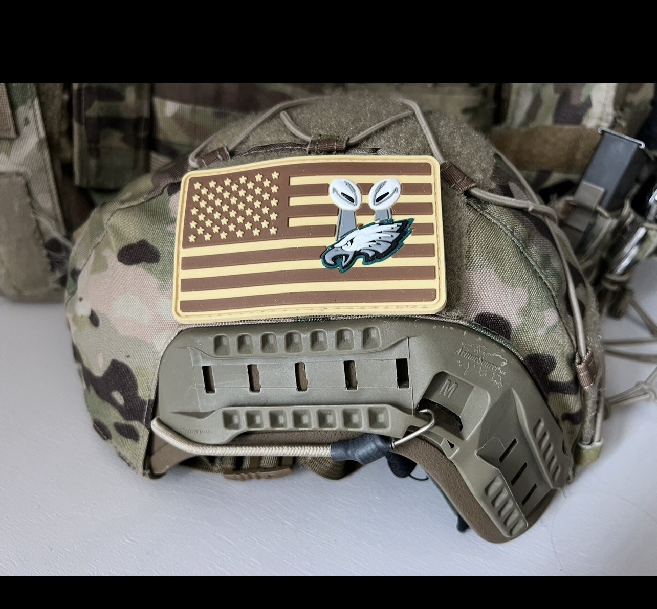American Flag Philadelphia Eagles football PVC Patch W Vlcro