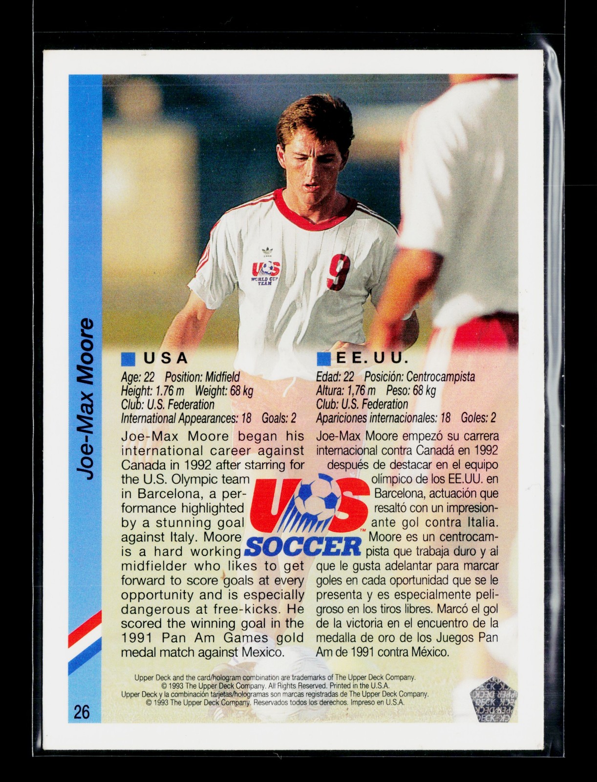 1993 Upper Deck World Cup Preview (English/Spanish) Joe-Max Moore USA #26