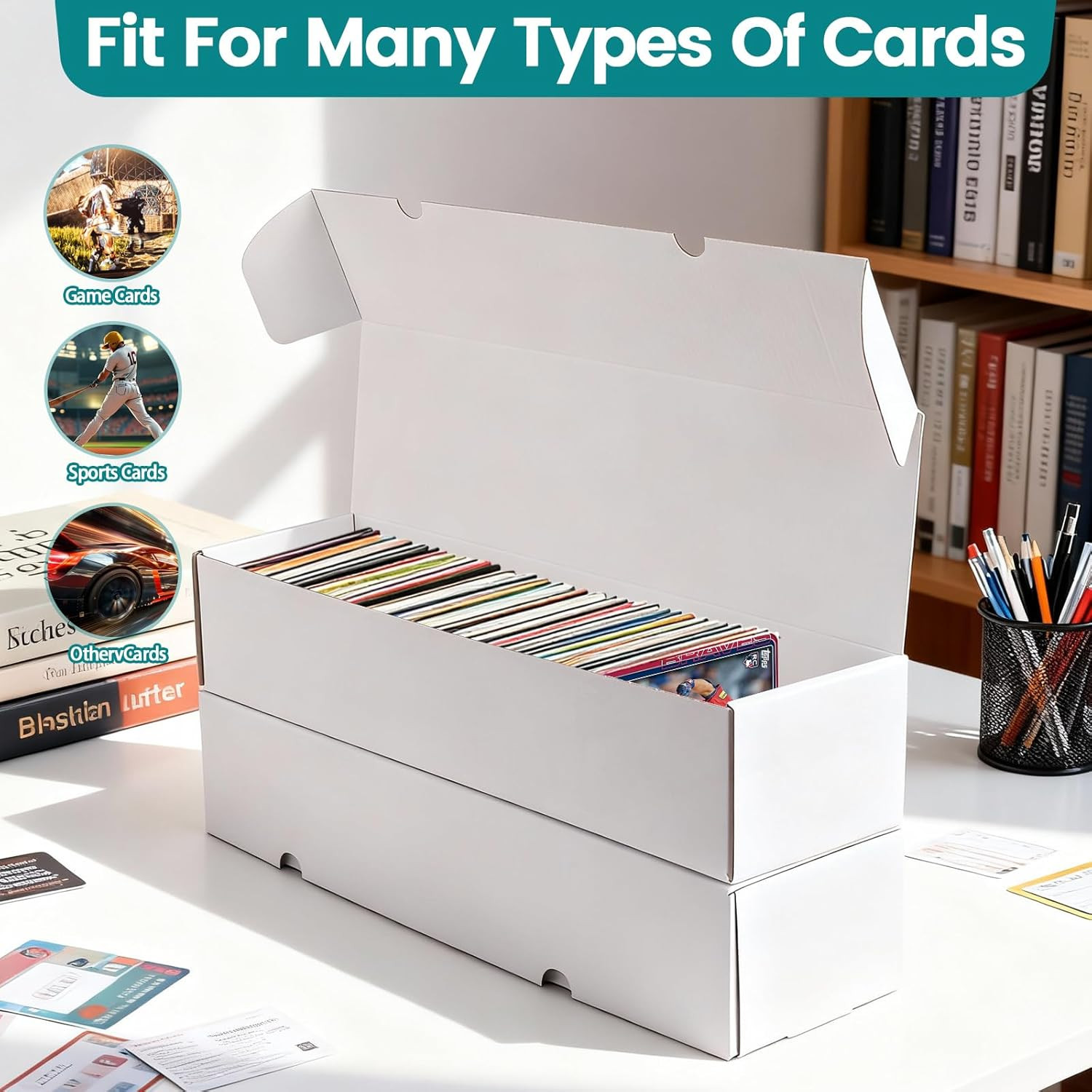 12-Pack 1100 Count Trading Card Storage Box, White Corrugated Cardboard Storage