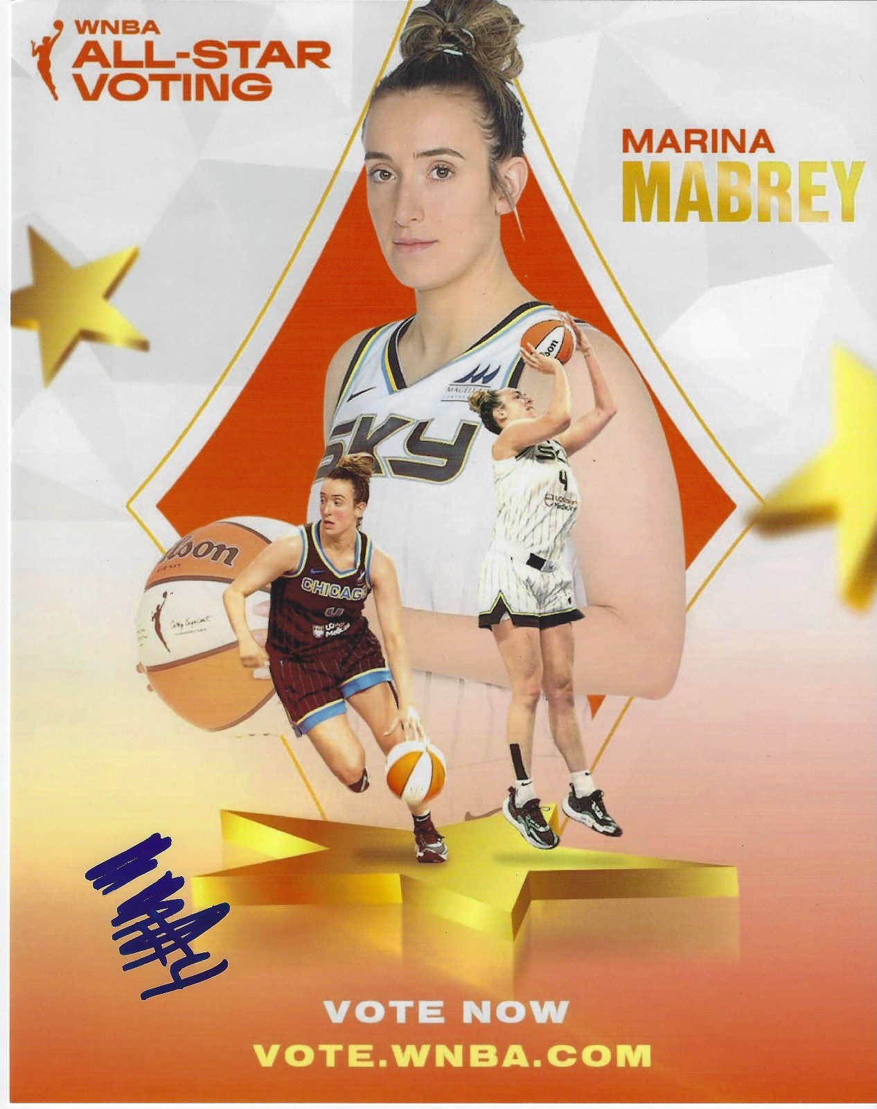 MARINA MABREY Signed 8 x 10 Photo Toronto Tempo WNBA Basketball Notre Dame