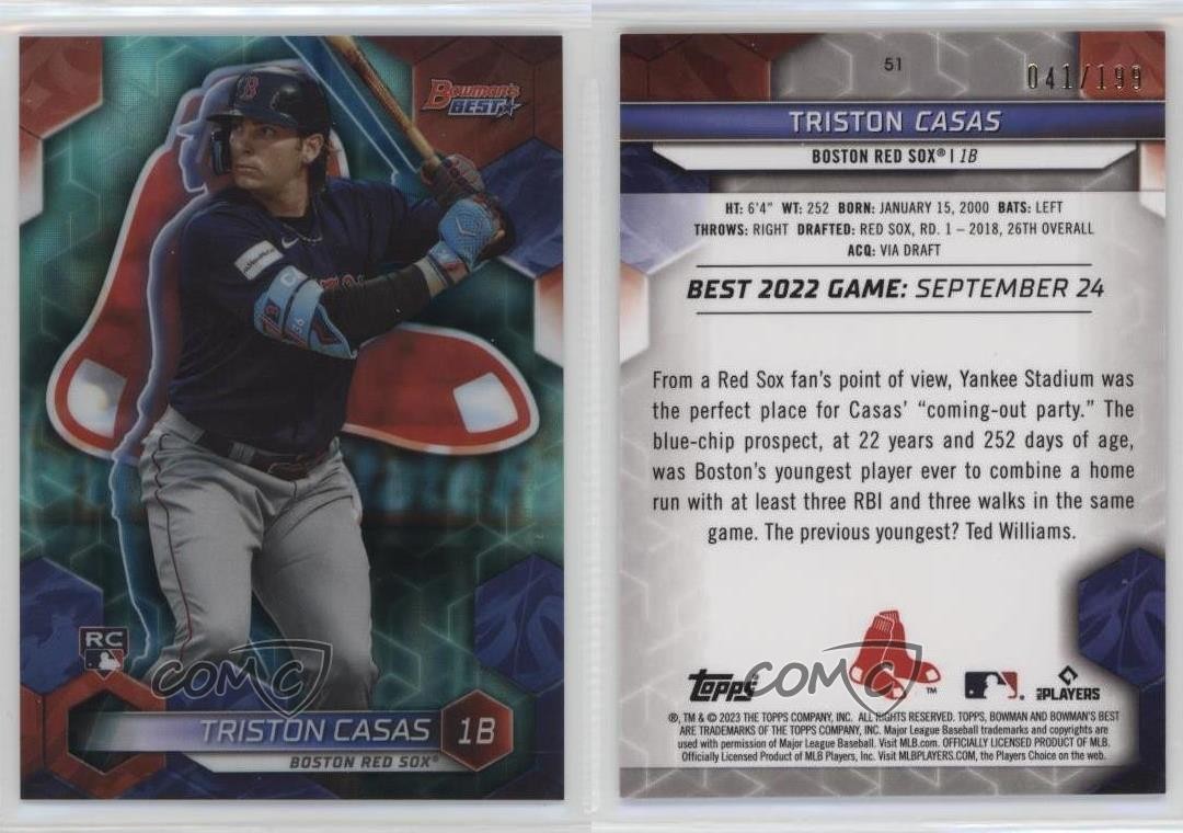 2023 Bowman’s Best Aqua Lava Refractor 41/199 Triston Casas #51 14sr