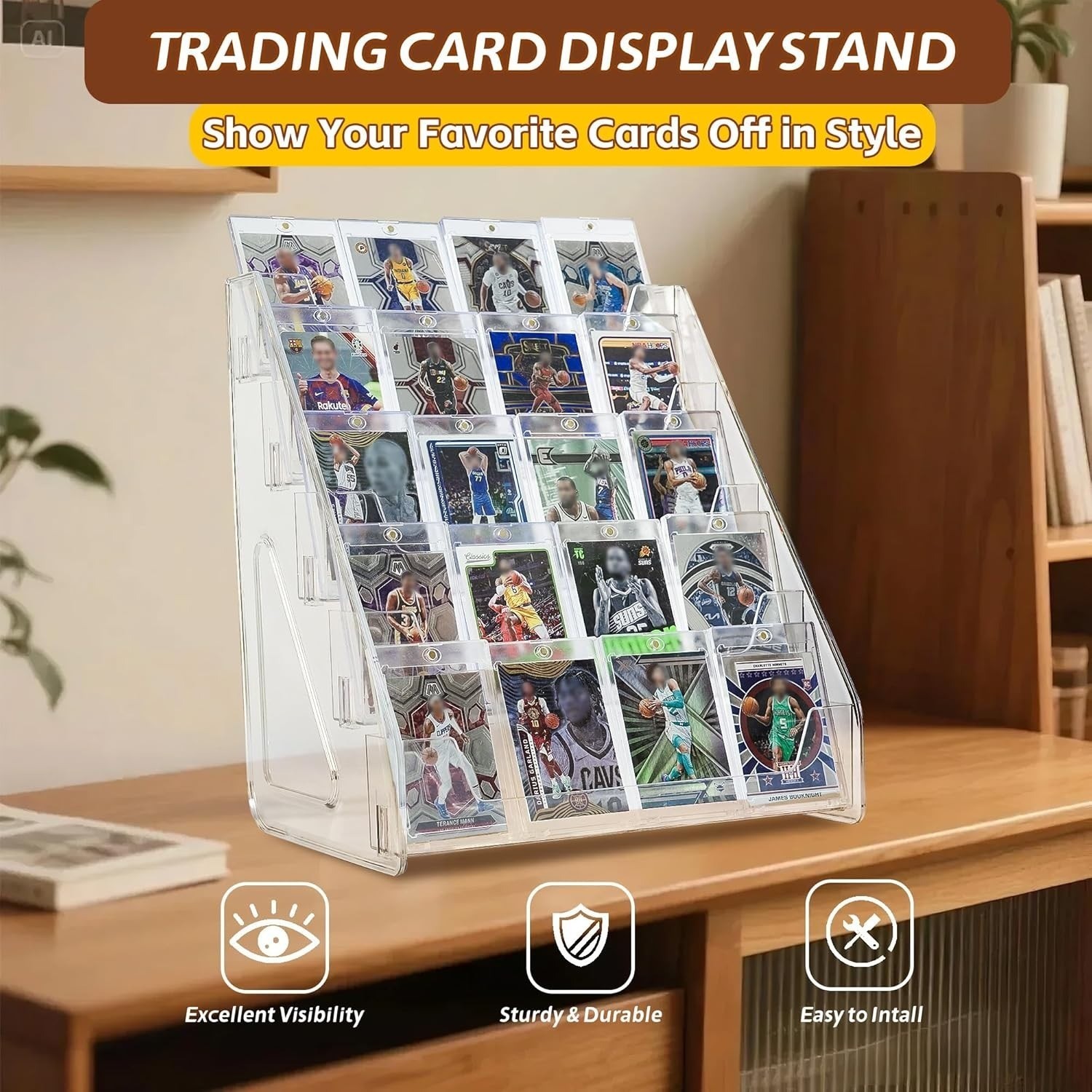 Display Stand for Baseball Basketball Sport ,5Tier Vertical Holder ,Trading Card