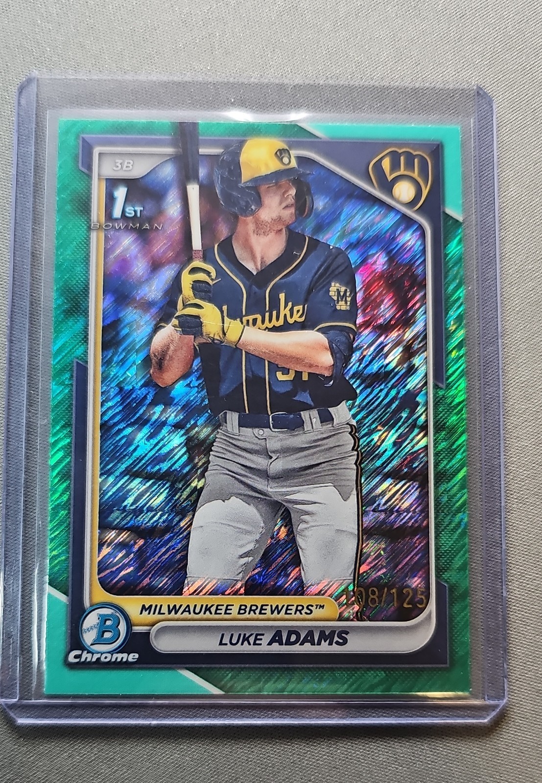 2024 Bowman Chrome Prospects Luke Adams #BCP-50 Aqua Shimmer Refractor /125 (RC)