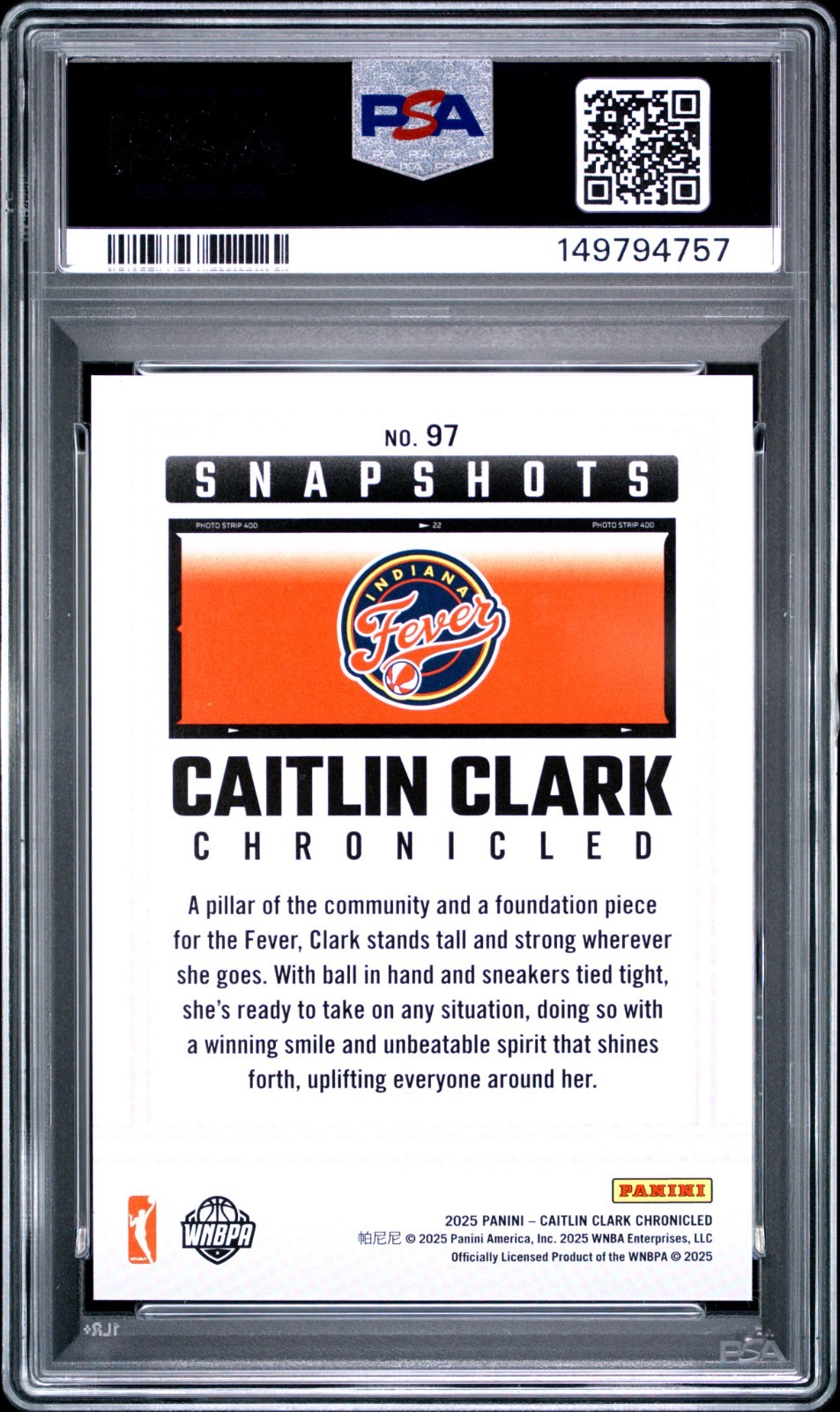 2025 Caitlin Clark Chronicles Caitlin Clark Checkerboard /25 #97 PSA 10 GEM MINT