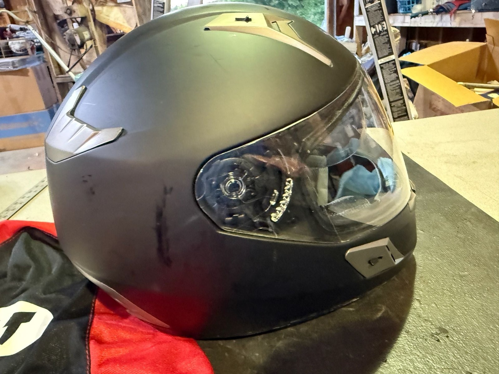 Bilt Full Face Motorcycle Helmet with Drop-Down Sun Visor Matte Black Size M(X)