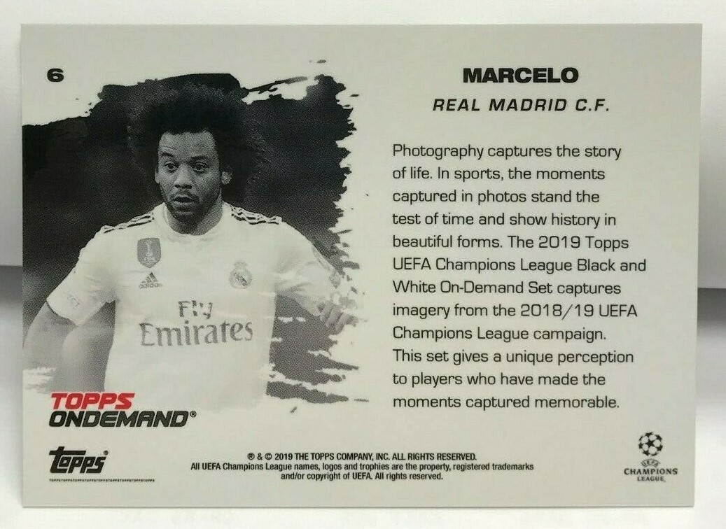 Marcelo 2019 Topps On Demand UEFA Champions League Black & White #6 – SP /348