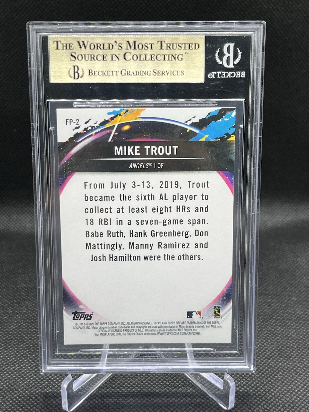 2020 Topps Chrome Mike Trout Topps Fire Preview #FP2 LA Angels BGS 9.5