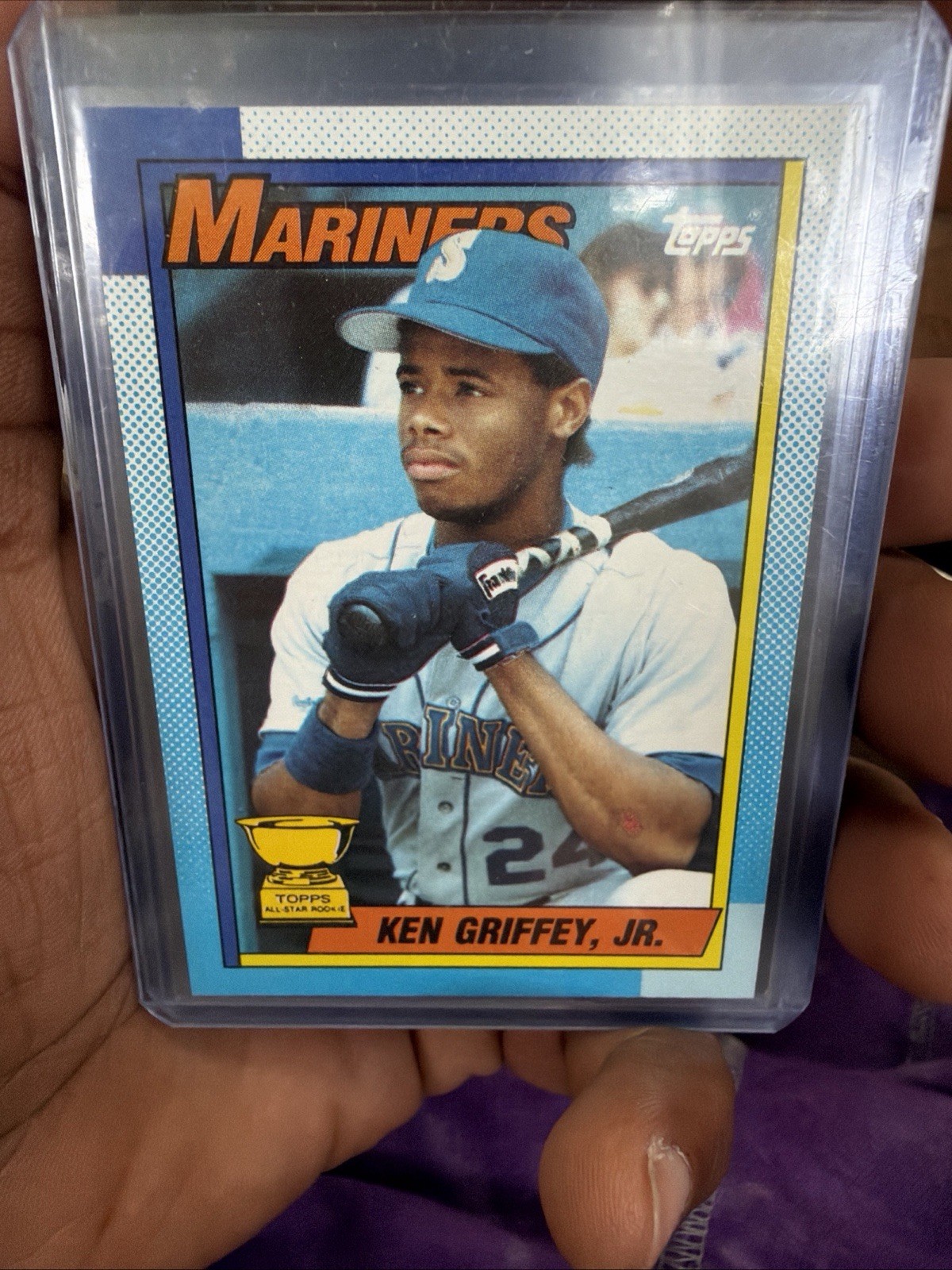 Topps Ken Griffey Jr. All-Star Rookie Mariners 1990 #336 Bloody Scar Variant!