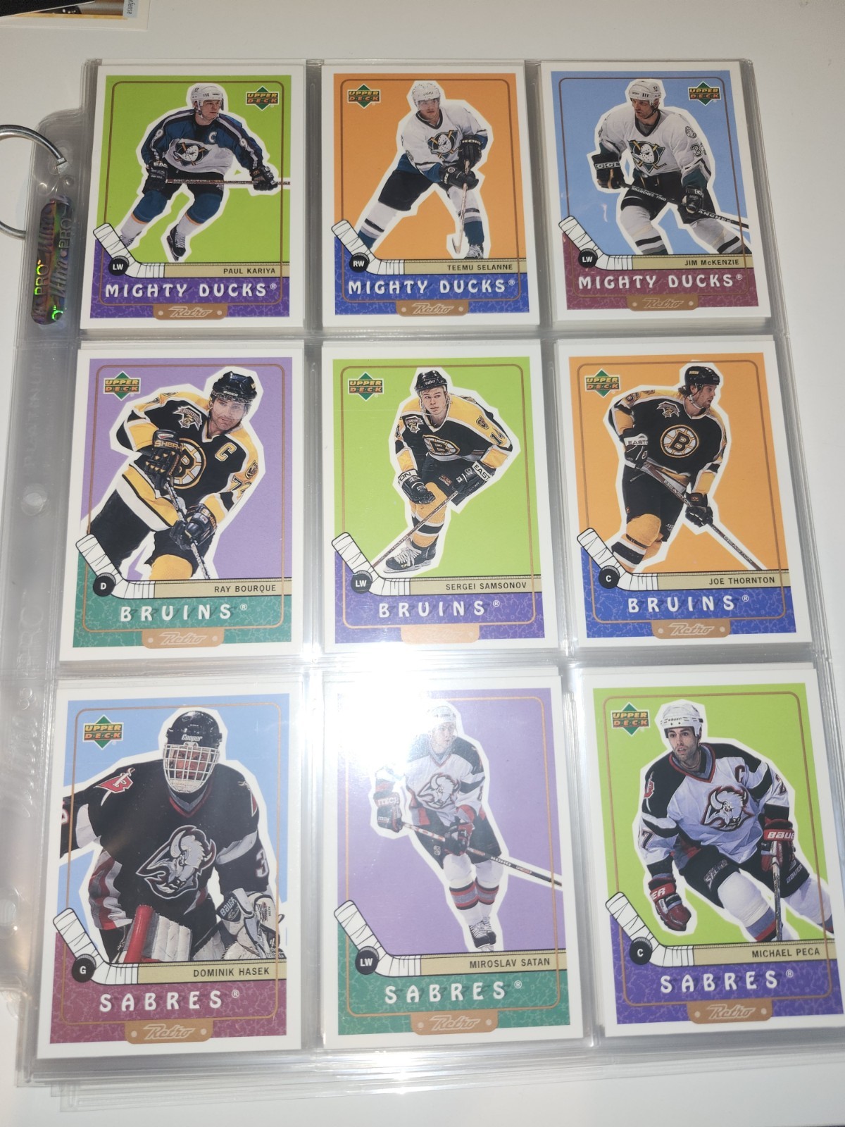 1999-00 UPPER DECK RETRO HOCKEY, COMPLETE SET, #1-110, W/O #82, In Binder Pages