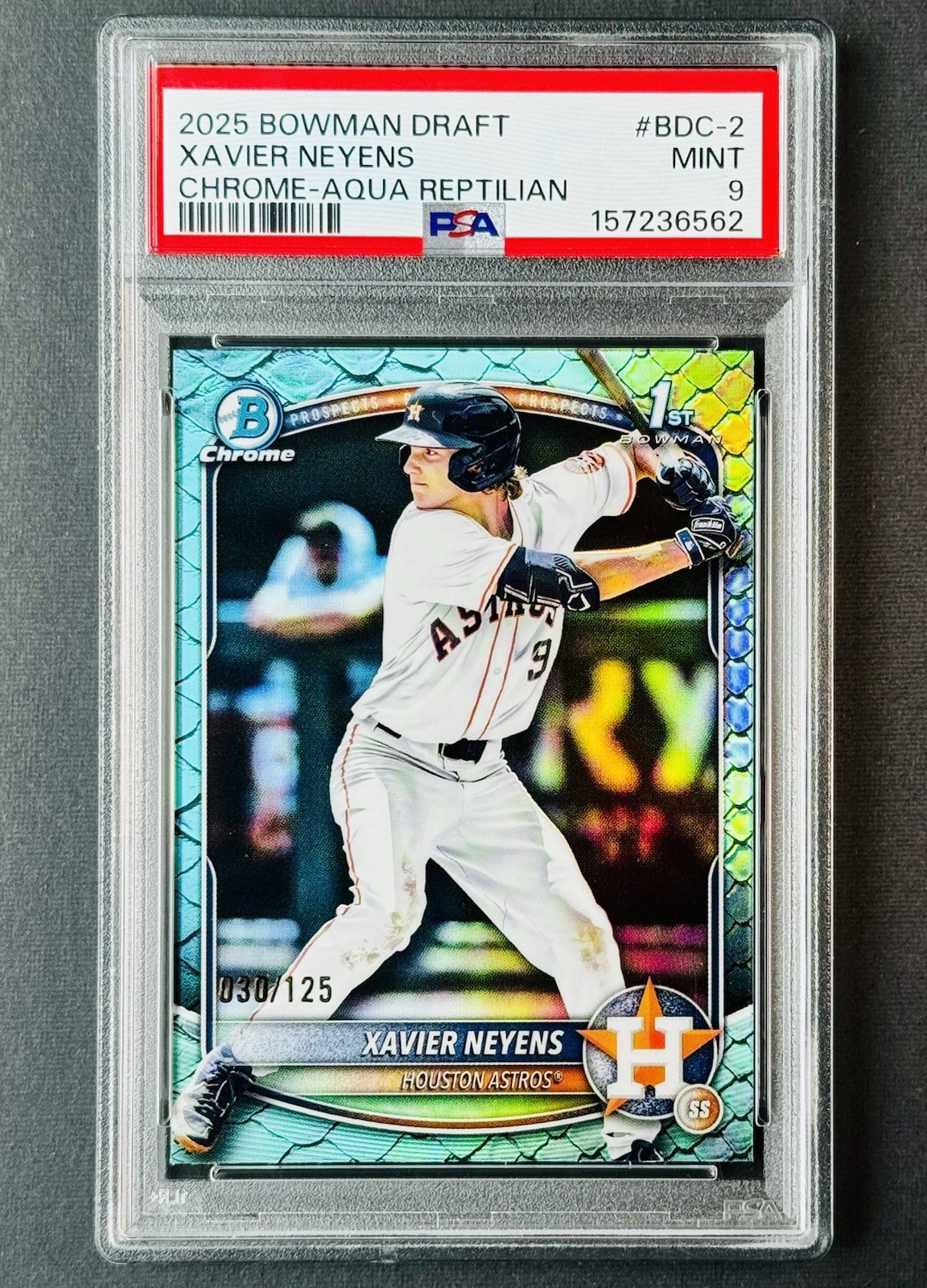 2025 Bowman Draft Chrome Xavier Neyens #BDC-2 Aqua Reptilian /125 PSA 9 Low Pop