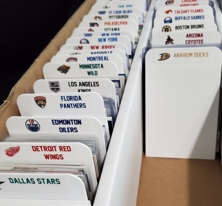 (33) TALL Sports Card Dividers with 33 FREE NHL Team Logos Label Set