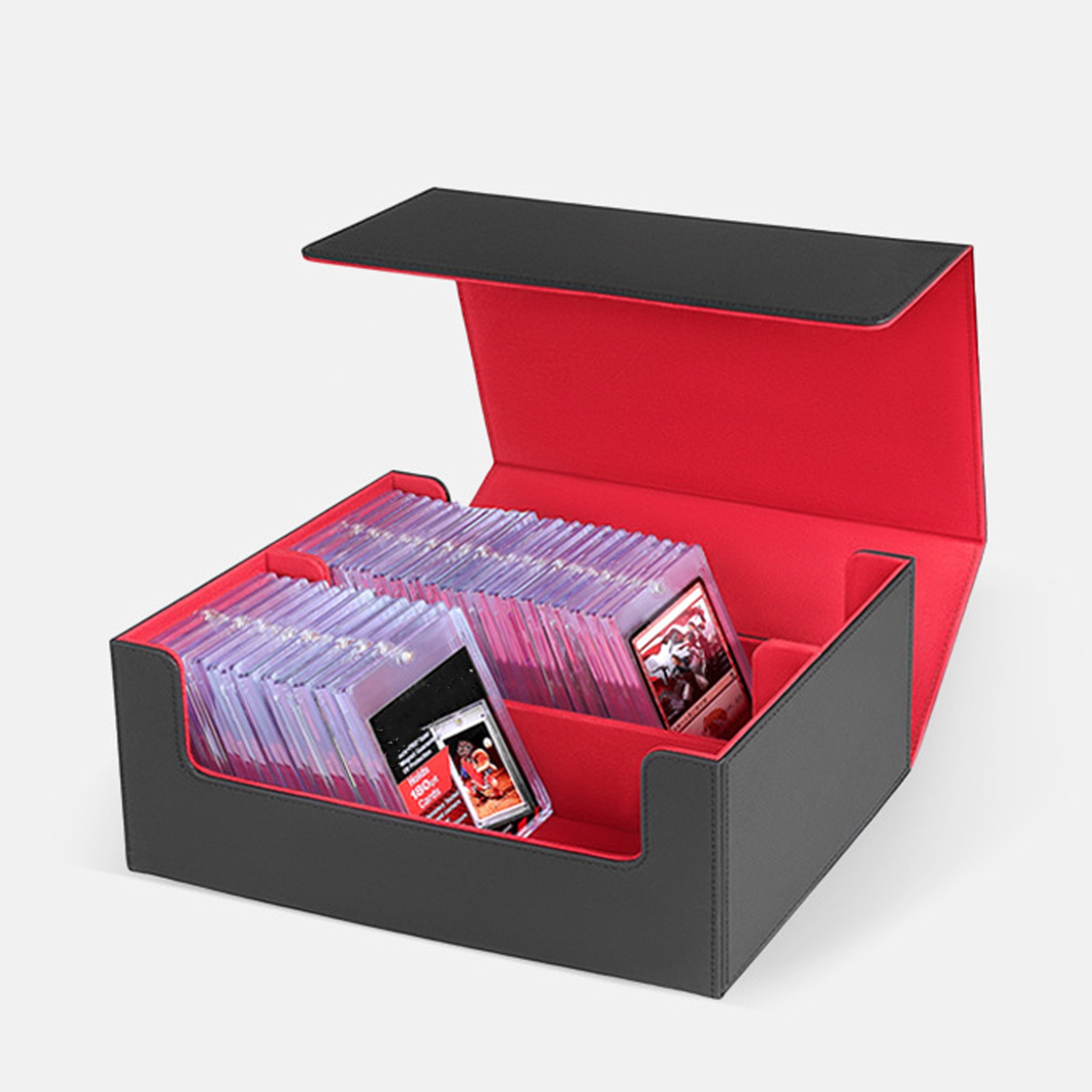 Magnetic Large Capacity 2-Row One Click Cards Holder Storage Box Trading Cards