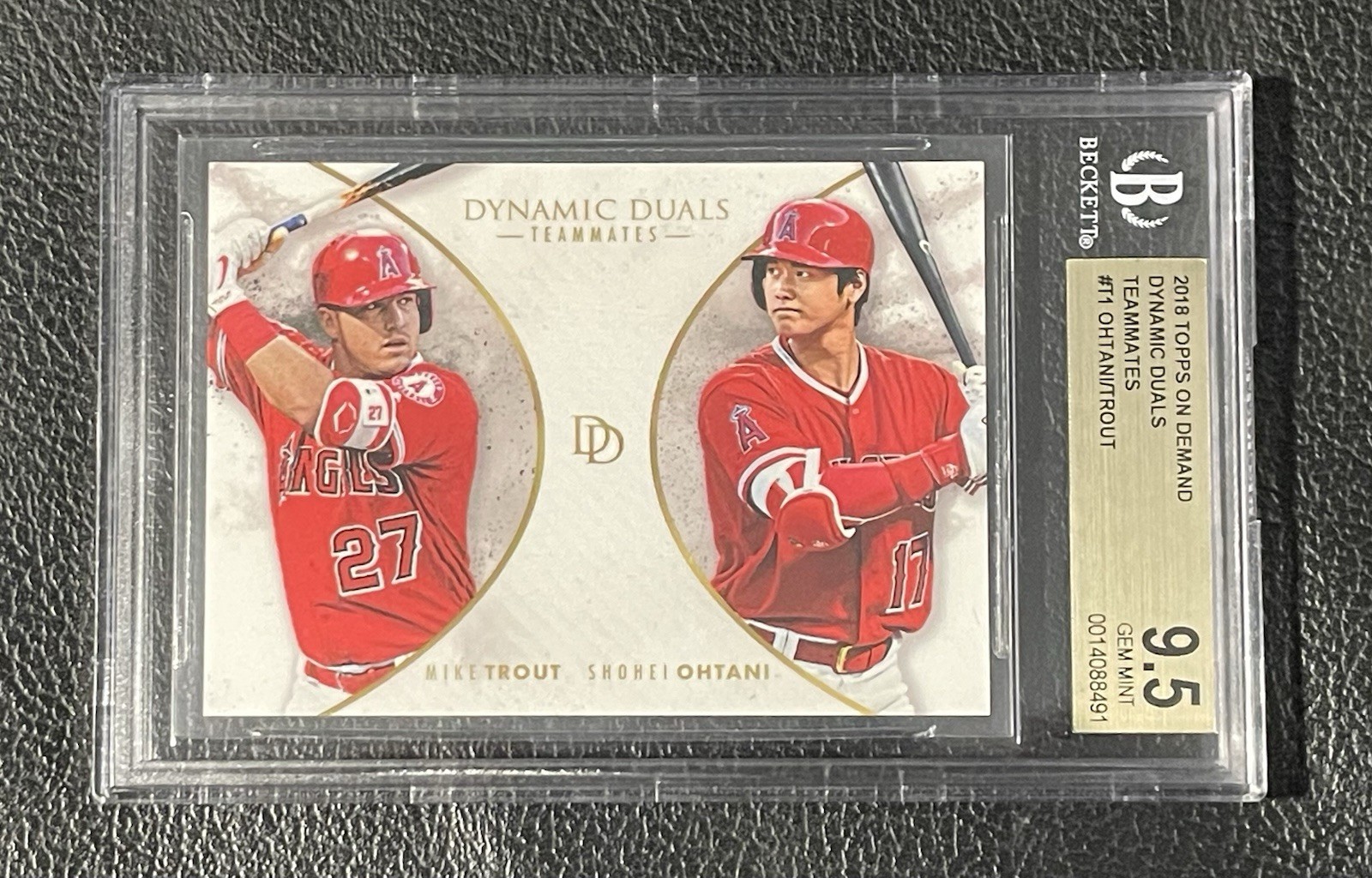 2018 TOPPS ON DEMAND DYNAMIC DUALS OHTANI/TROUT #T1 SP BGS 9.5 GEM MINT LOW POP