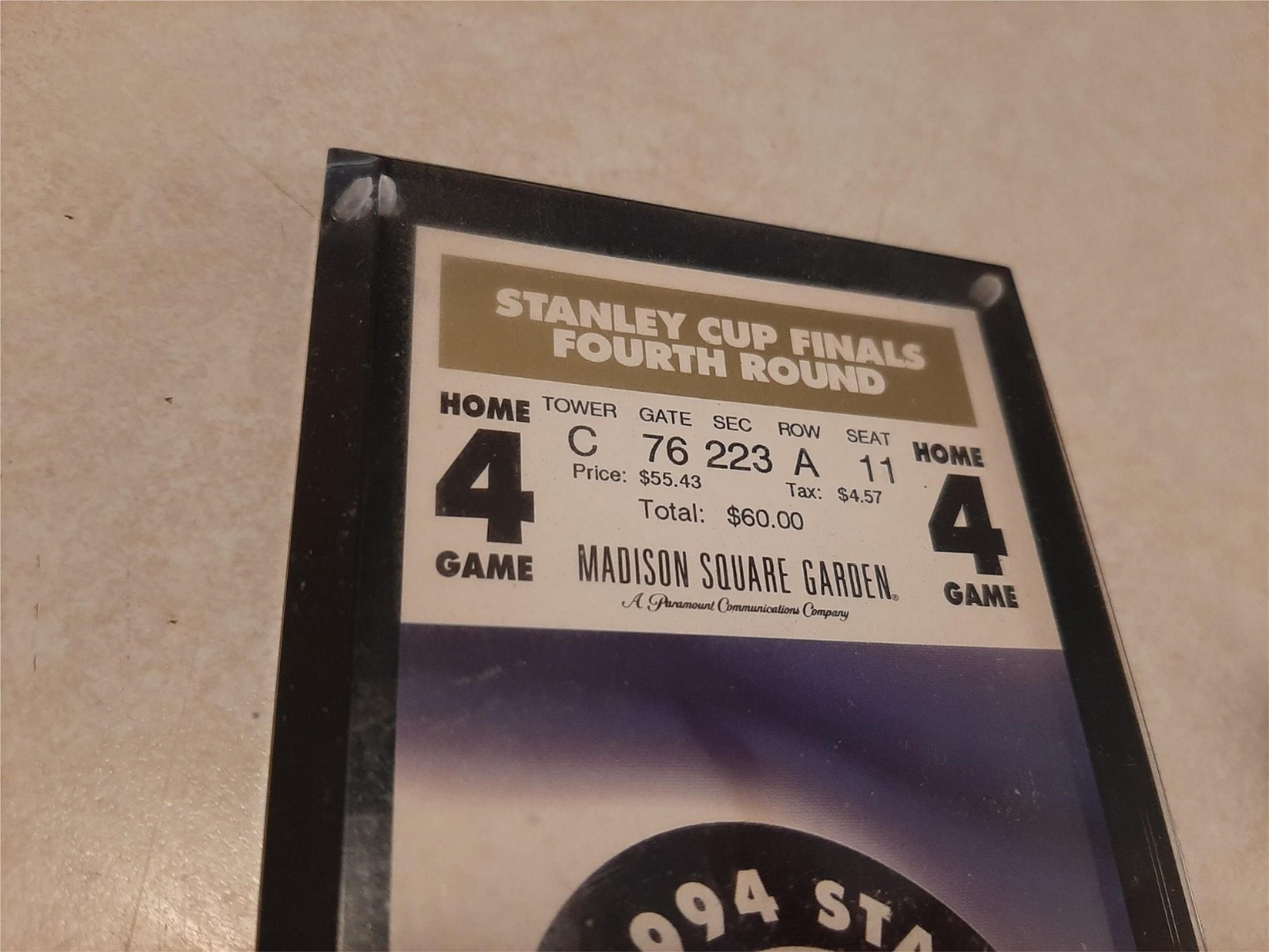 1994 Stanley Cup Finals Fourth Round Rangers VS Canucks Commemorative Ticket R1