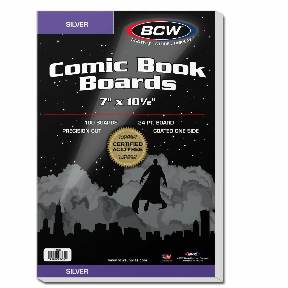 100 – BCW Silver Backing Boards & 2-Mil Resealable Polypropylene Comic Book Bags