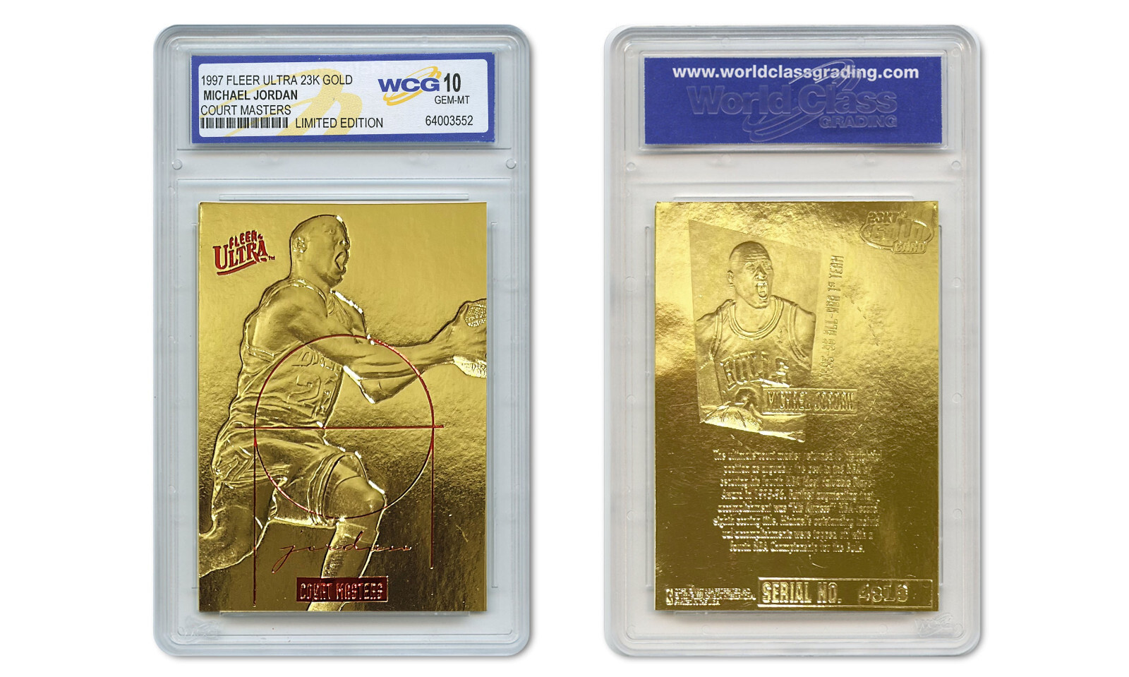 1997 MICHAEL JORDAN FLEER ULTRA Court Masters 23K GOLD CARD – GRADED GEM-MINT 10