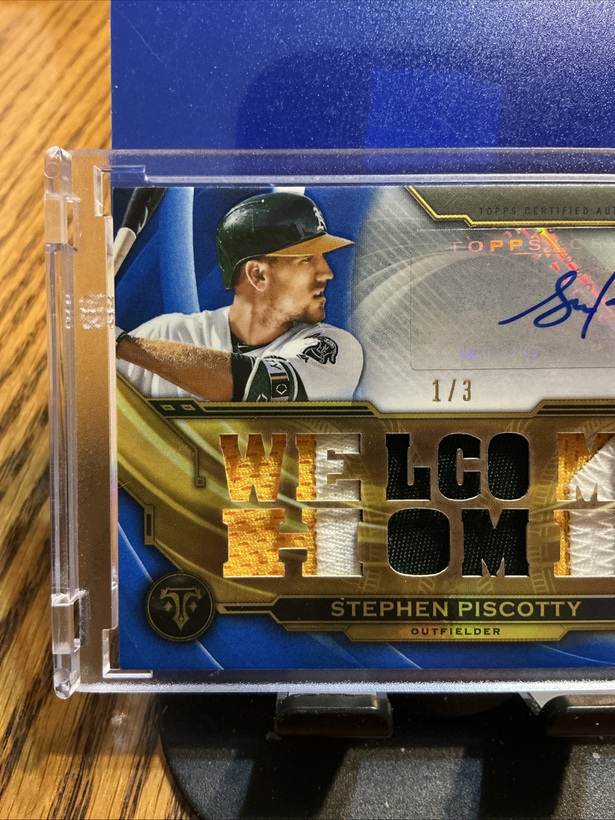 2019 Topps Triple Threads Auto Relics Blue 1/3 Stephen Piscotty #TTAR-SPI1 Auto
