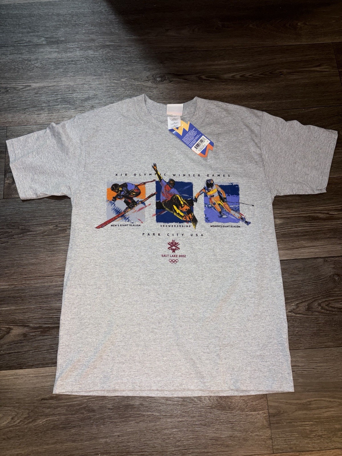 Salt Lake 2002 XIX Olympic Winter Games Park City USA Gray Sz Large T-Shirt