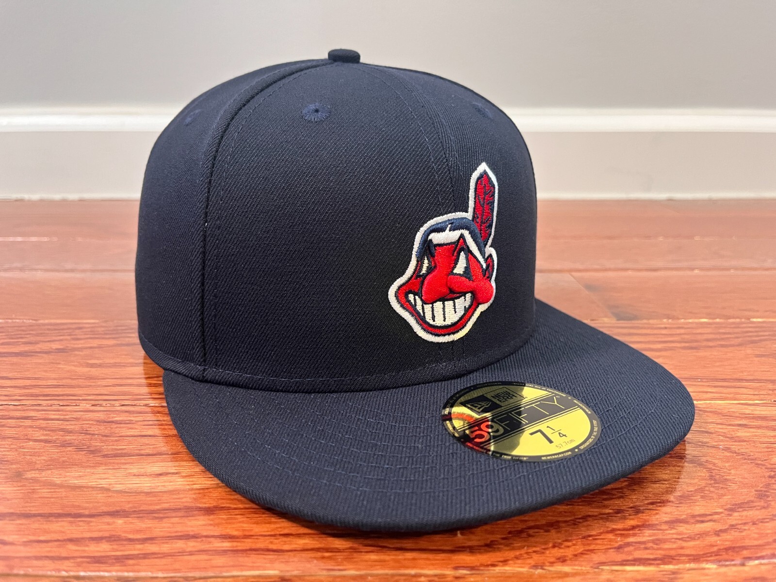 Cleveland Indians MLB Chief Wahoo Authentic on field New Era 59Fifty Hat – Navy