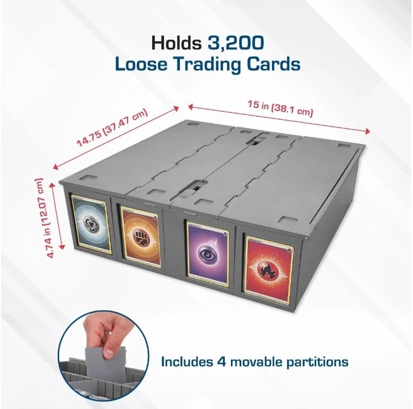 BCW Collectible Card Bin 3200 Ct – Gray – Fits BCW Magnetics and Toploaders