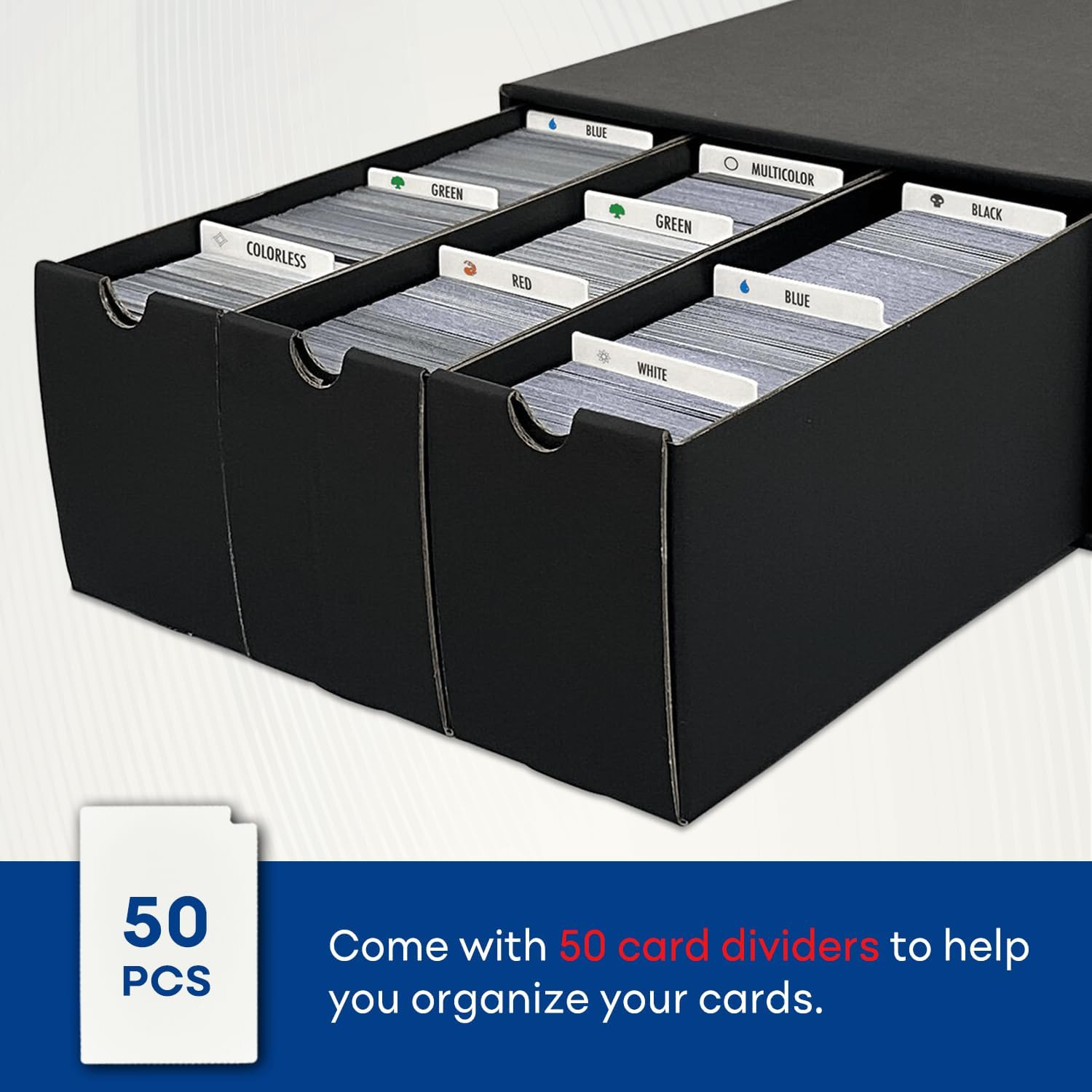 Trading Card Storage Box, Collector Cardboard Card Box with 50 Dividers for MTG