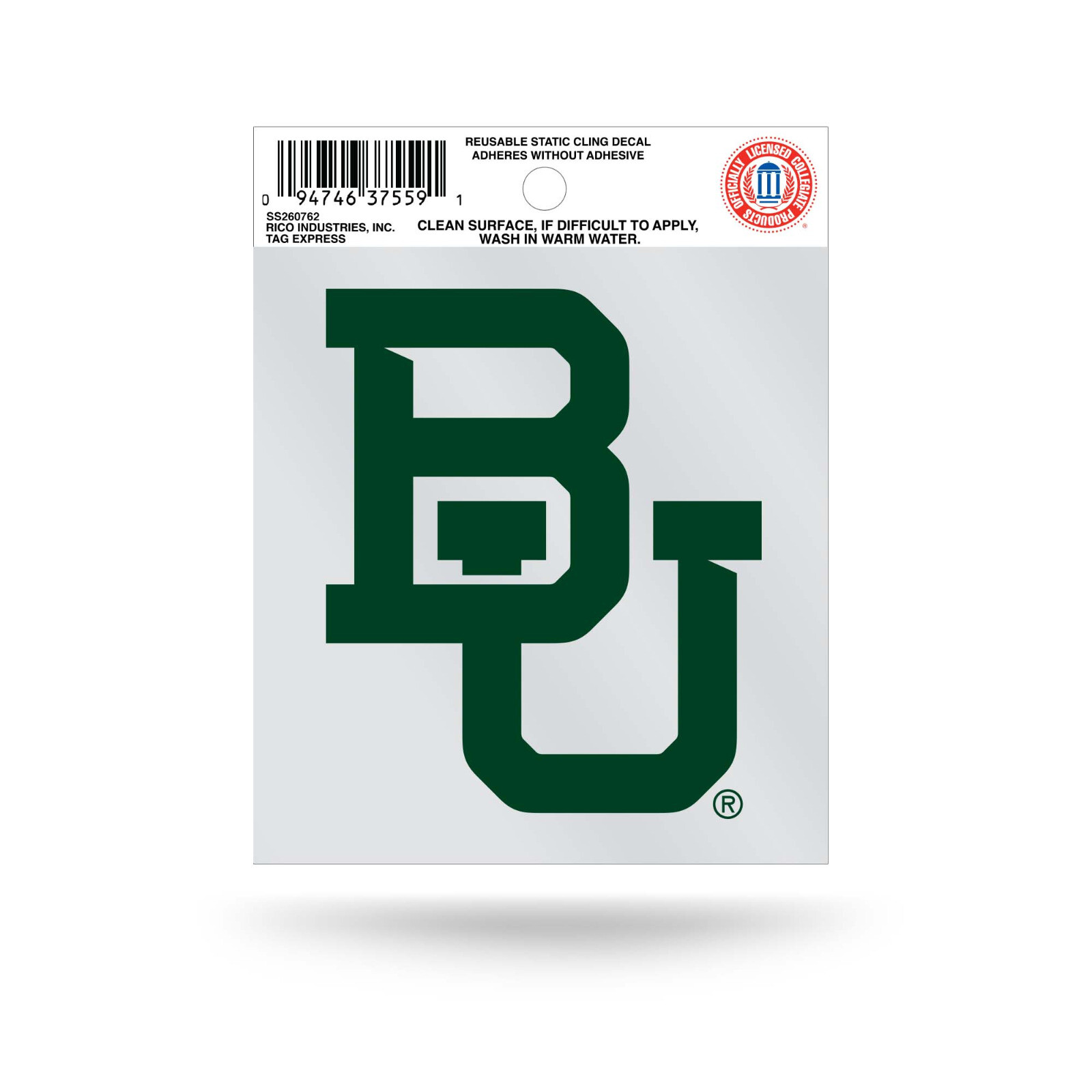 Baylor Bears Logo Static Cling Sticker NEW!! Window or Car! NCAA 3×4 Inches