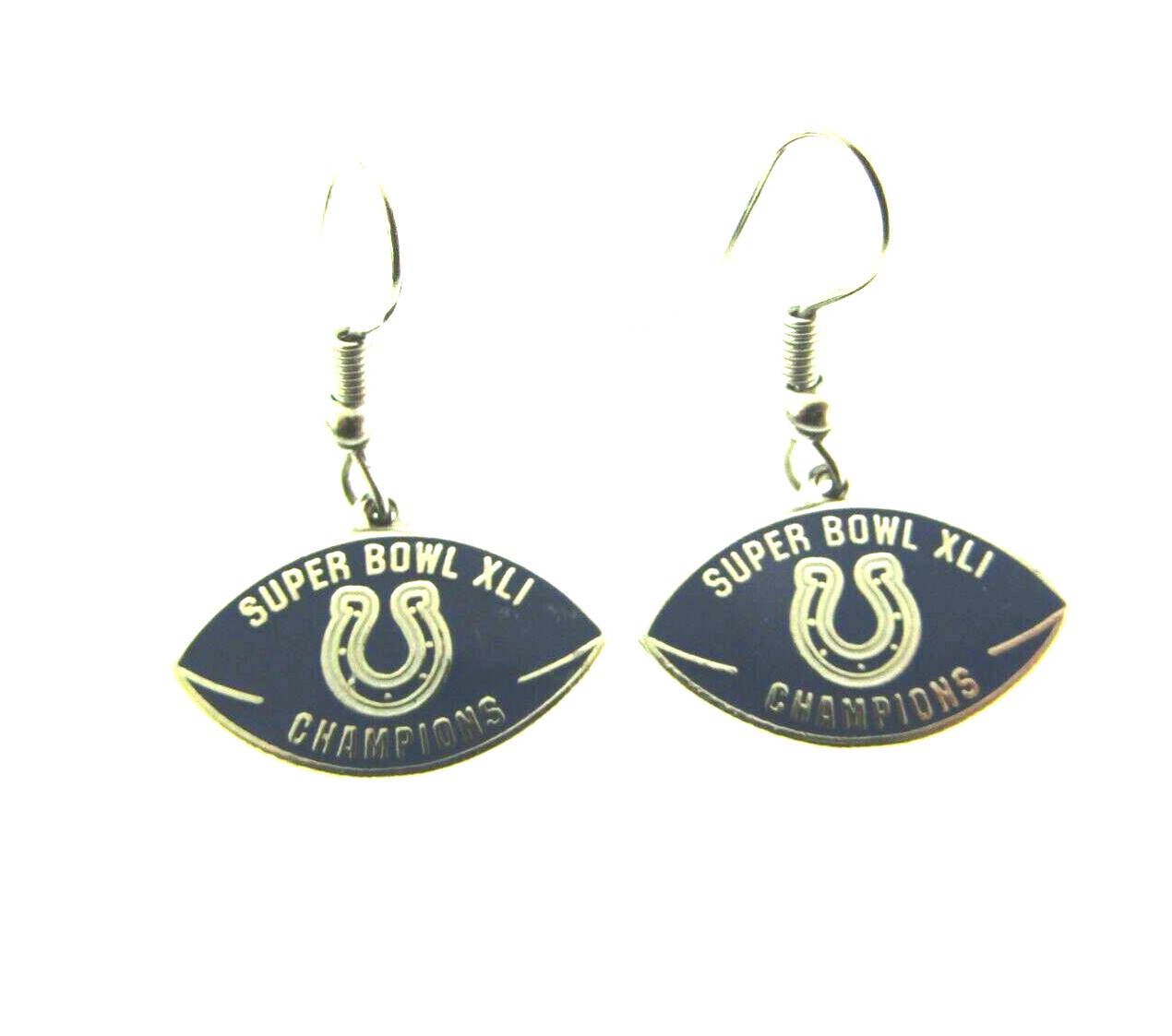Indianapolis Colts Football Blue Dangle Earrings 1 Inch Super Bowl XLI 2007
