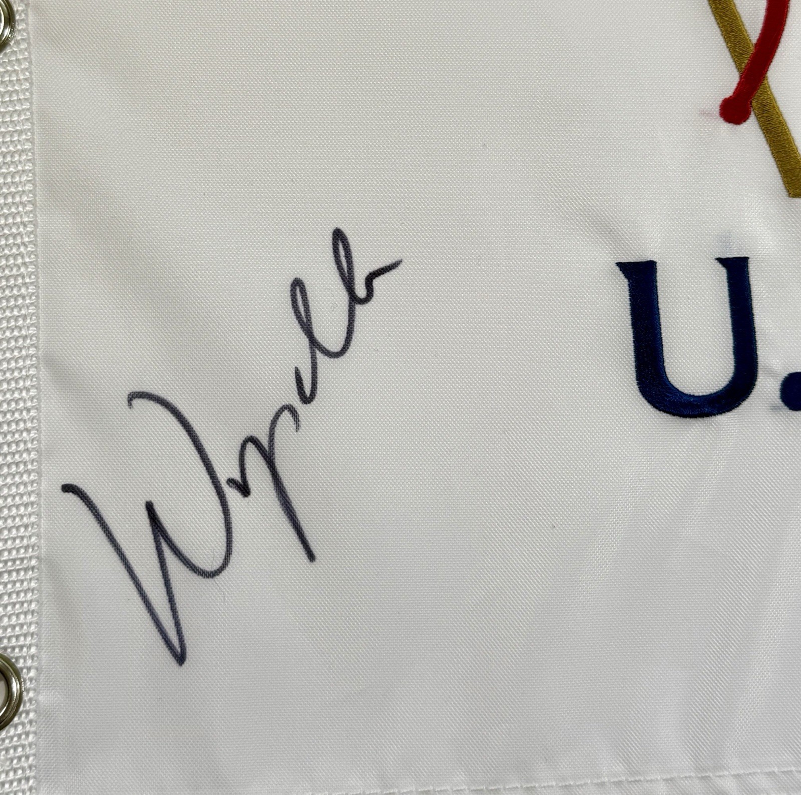 Wyndham Clark signed 2023 US Open Flag Lacc golf beckett bas coa
