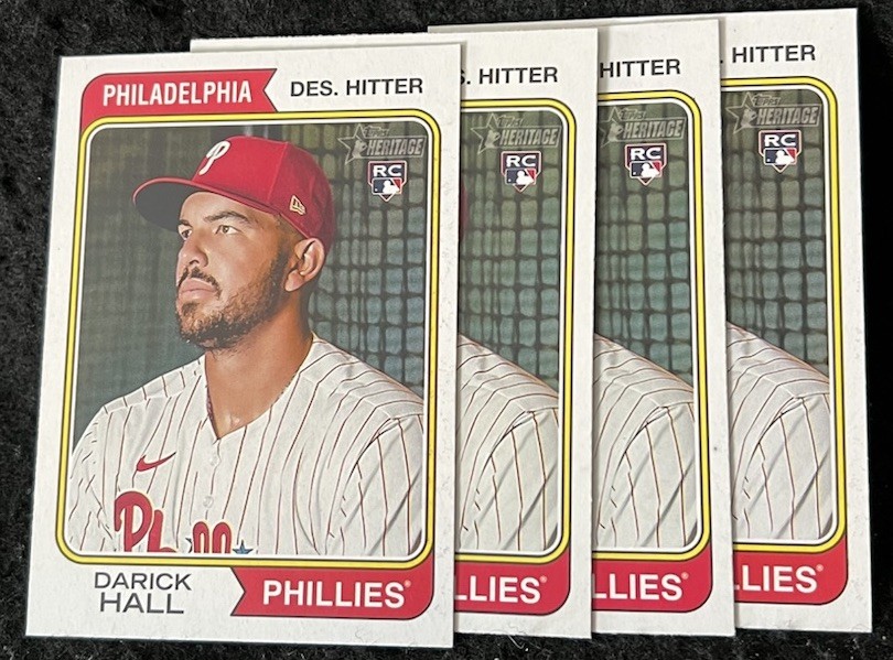 2023 Topps Heritage – #140 – Darick Hall – Phillies – RC – Lot Of 4 – NM/M