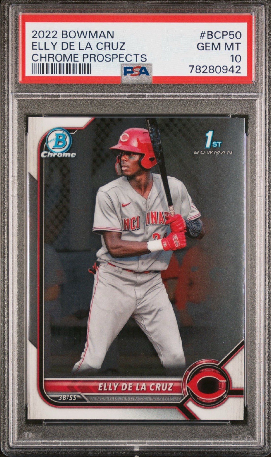 2022 Bowman Chrome Elly De LA Cruz #BCP-50 Reds PSA 10 GEM MINT