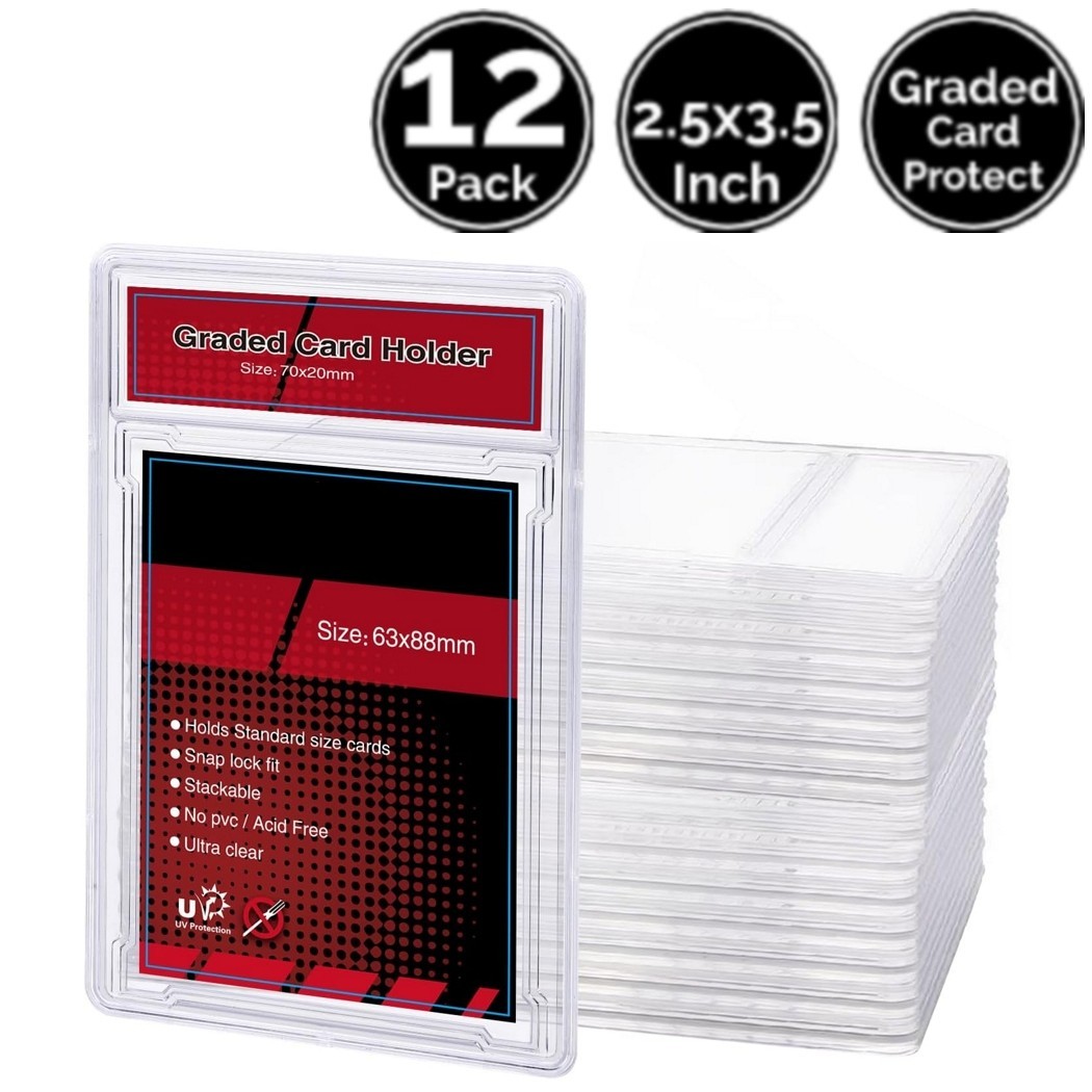 12 Pack 2.5 x 3.5 IN 35 PT Acrylic Trading Slab Holder Protector 4 Graded Card