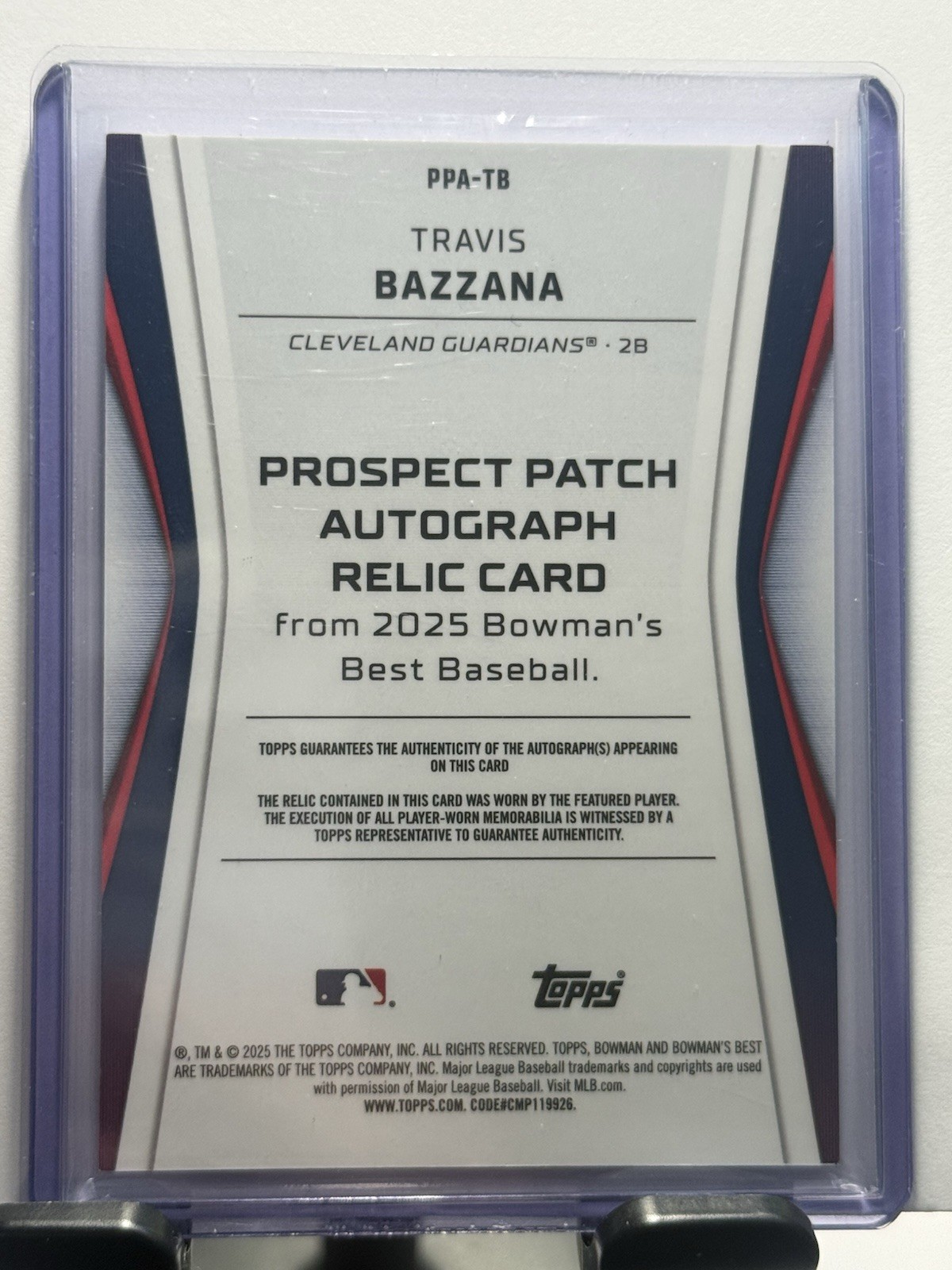 2025 Bowman’s Best Baseball – Travis Bazzana Prospect Patch Autograph Relic /50