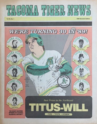 Tacoma Tiger News 1989 Souvenir Edition Baseball Cover On 12x8in Metal Sign