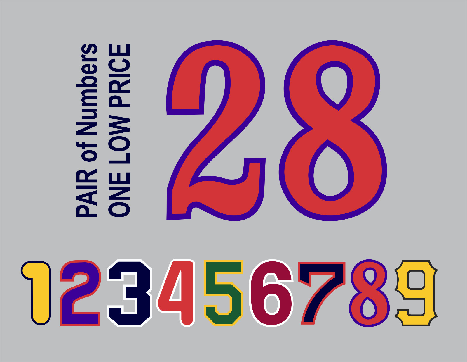 BLOCK Tackle Twill Authentic Jersey Numbers Like Cardinals Indians Mets Orioles