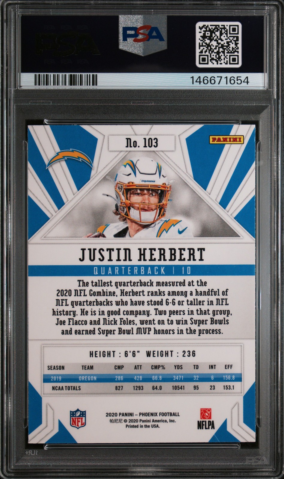 2020 Panini Phoenix JUSTIN HERBERT Fire Burst #103 PSA 9 MINT RC Rookie Card 🤩