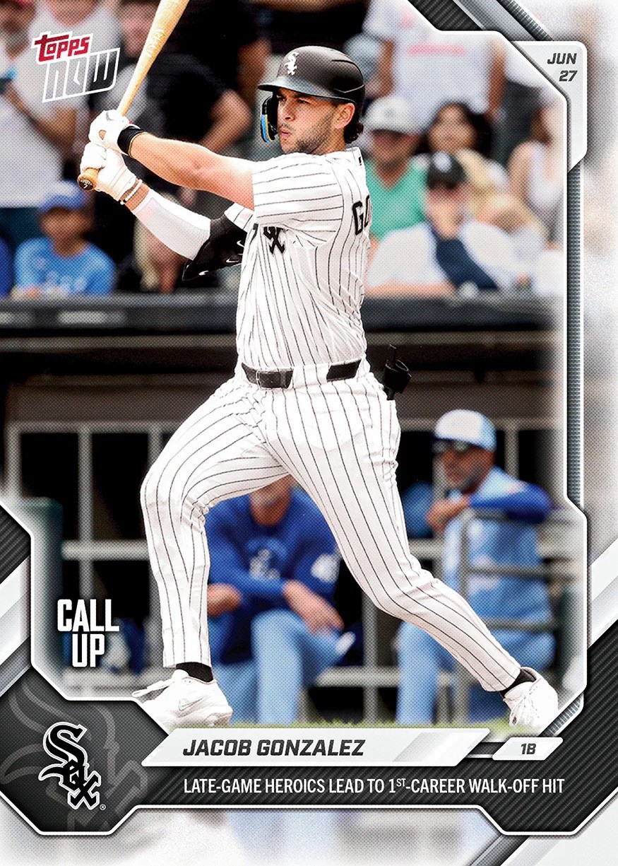 Jacob Gonzalez Call Up 1st Career Walkoff Hit 2026 MLB Topps NOW #385 PRESALE