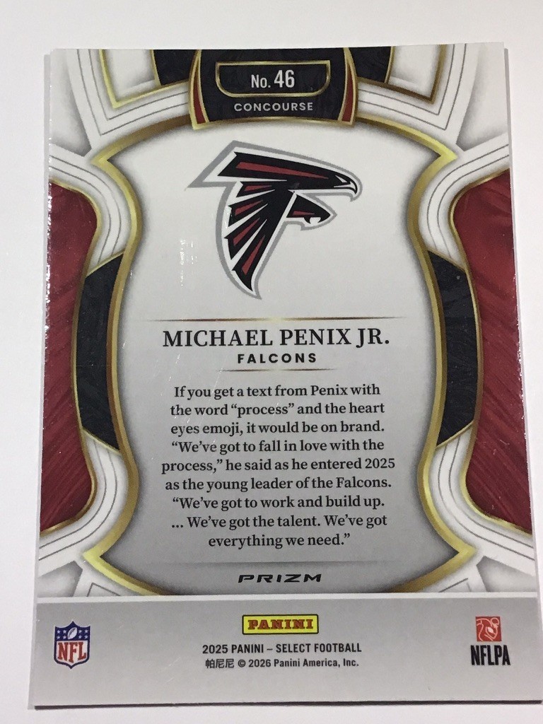 2025 Panini Select – Concourse – Pink Prizm Shock – Michael Penix Jr. – #46