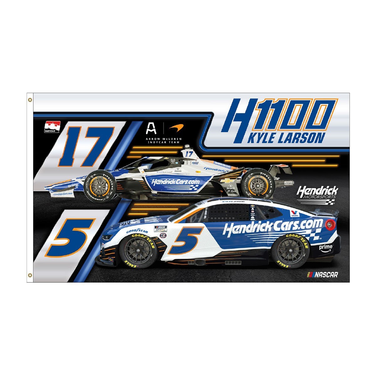 Kyle Larson #5 #17 1100 Miles Nascar Cars Racing 3×5 FT Flag Wall Decore Banner