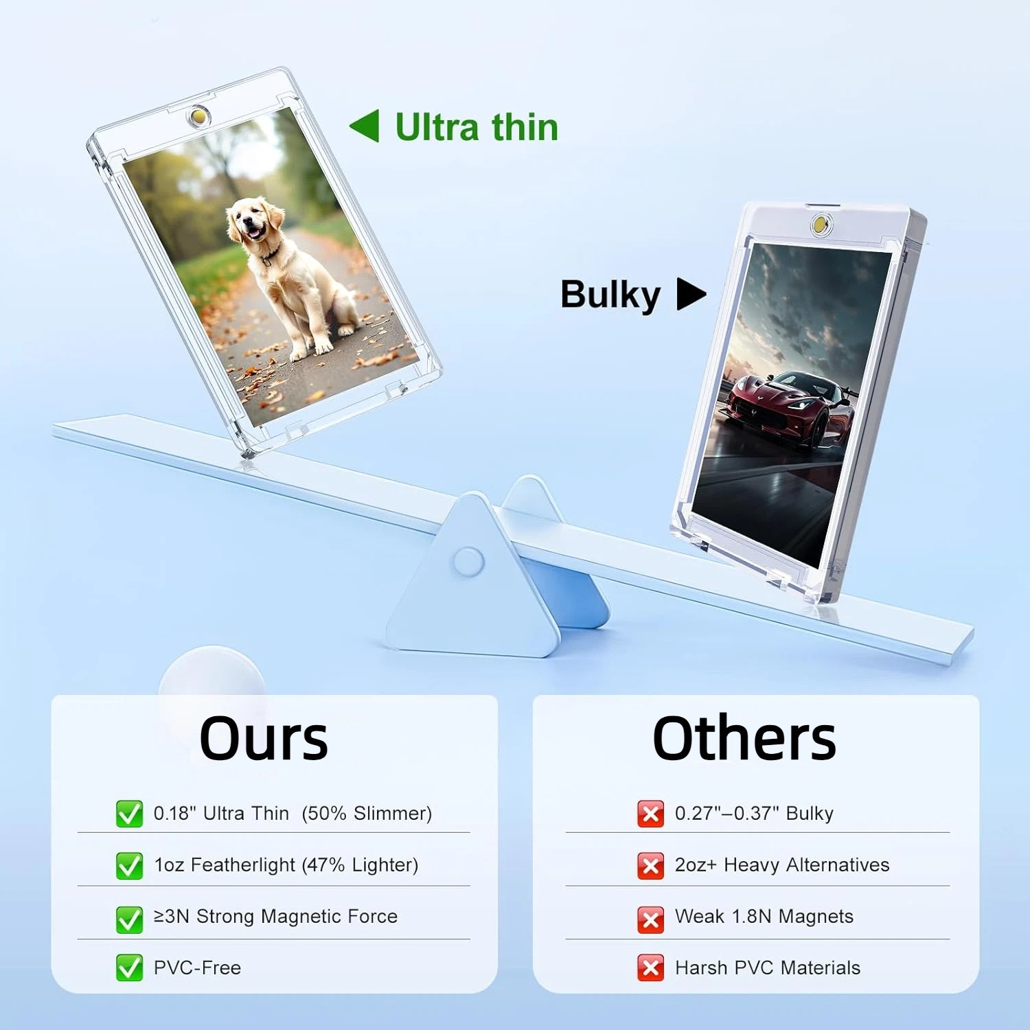 Ultra-Thin Magnetic One Touch Card Holder 25/50/100/200/400 Pack For 35PT Cards