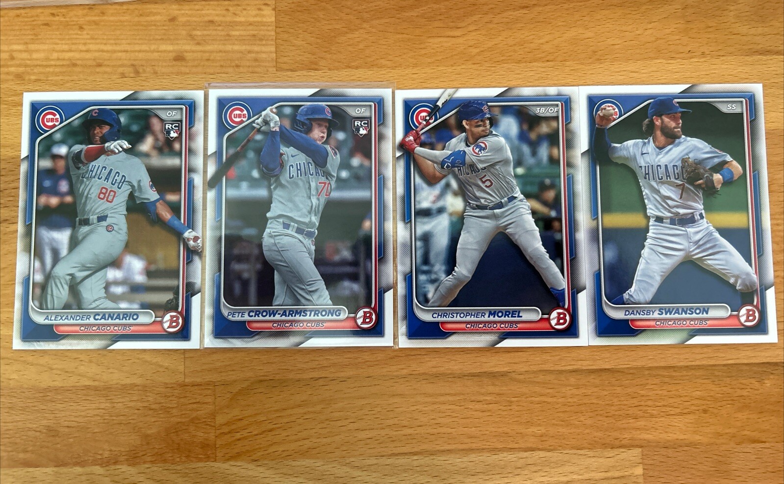 2024 Bowman Chicago Cubs Base Team Set 4 Cards Pete Crow-Armstrong Rookie Card