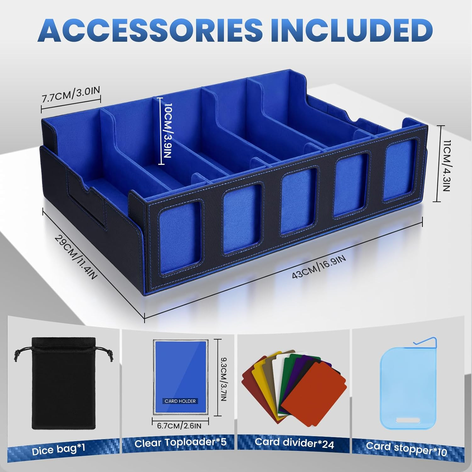 Trading Card Storage Box with Handle, 5-Row Portable Leather Game Case for 4000+