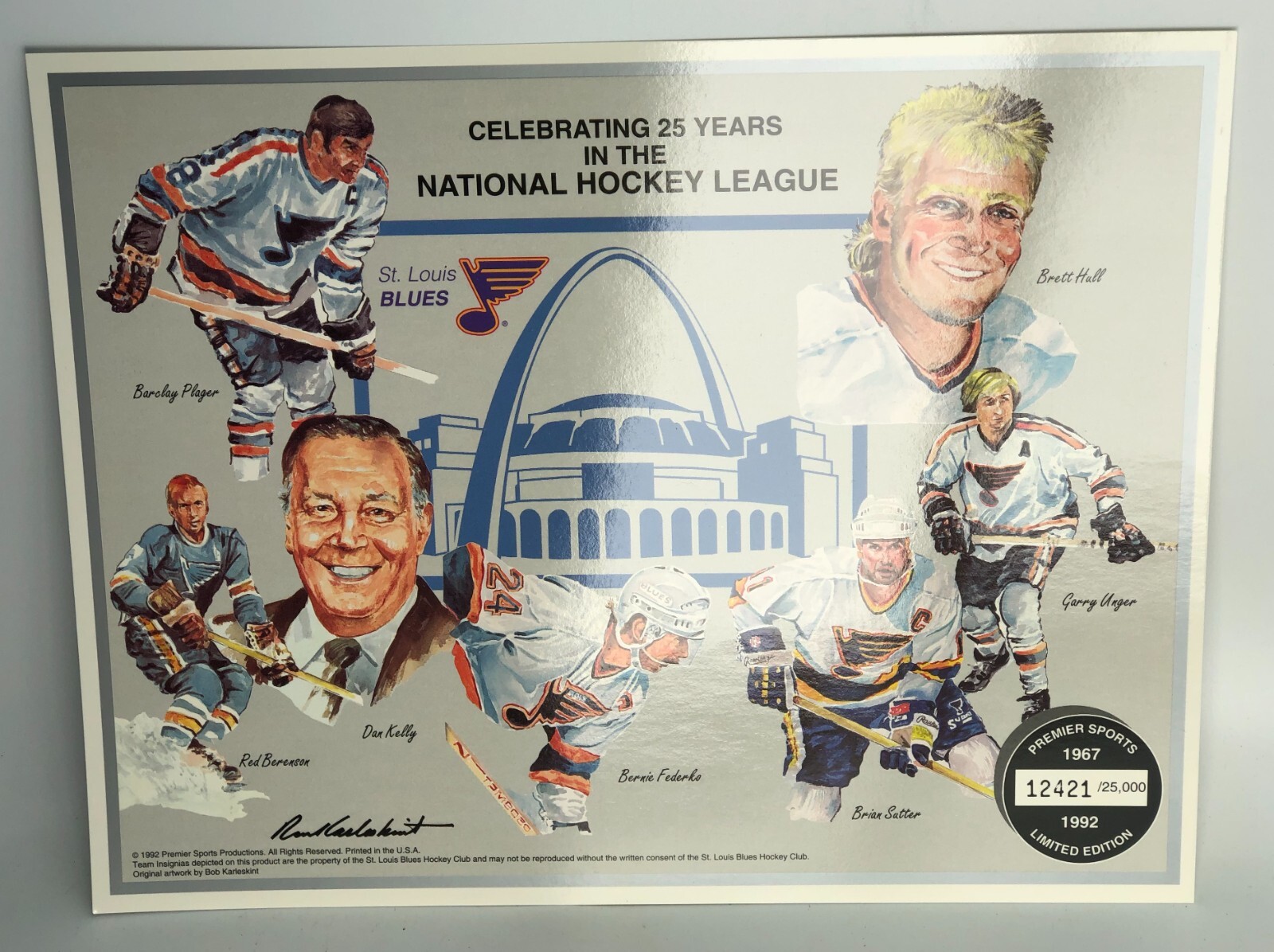 St. Louis Blues 1992 Premier Sports 25 Years National Hockey Limited Lithograph