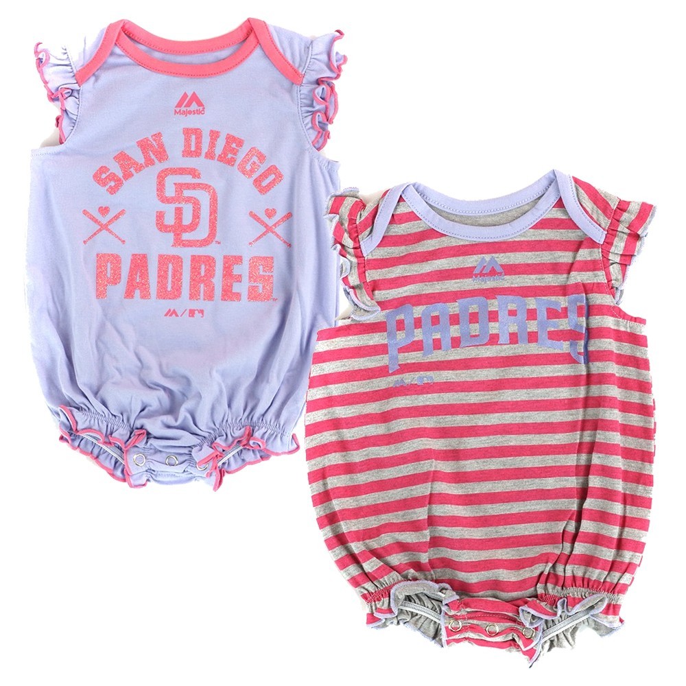 San Diego Padres MLB Majestic Newborn “Team Sparkle” 2 Pack Frill Creeper Set