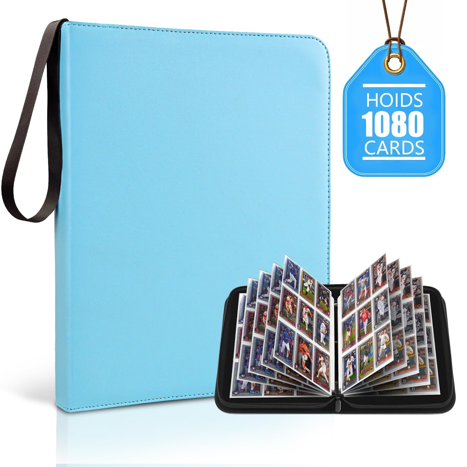 Large Capacity 9 Pocket Trading Card Binder – Holds 1080 Cards, Double-Sided Sle