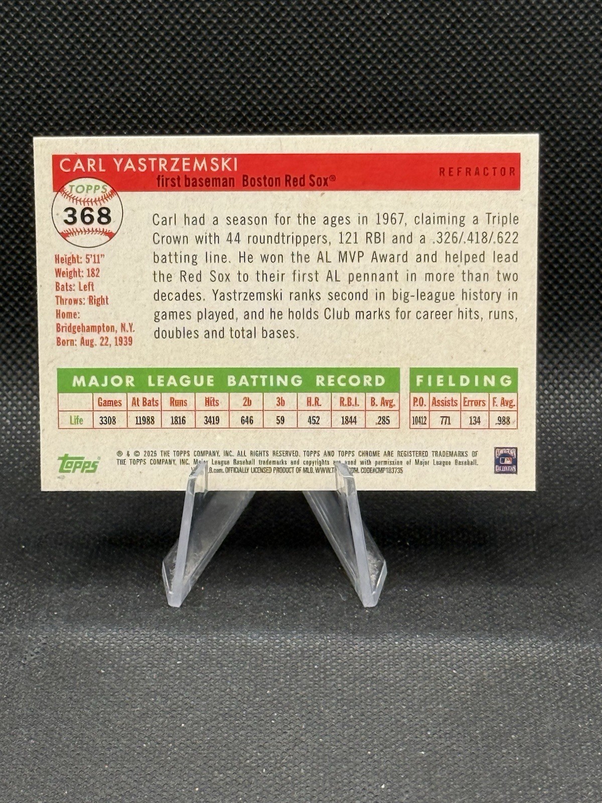 Carl Yastrzemski 2025 Topps Chrome Platinum Refractor #368
