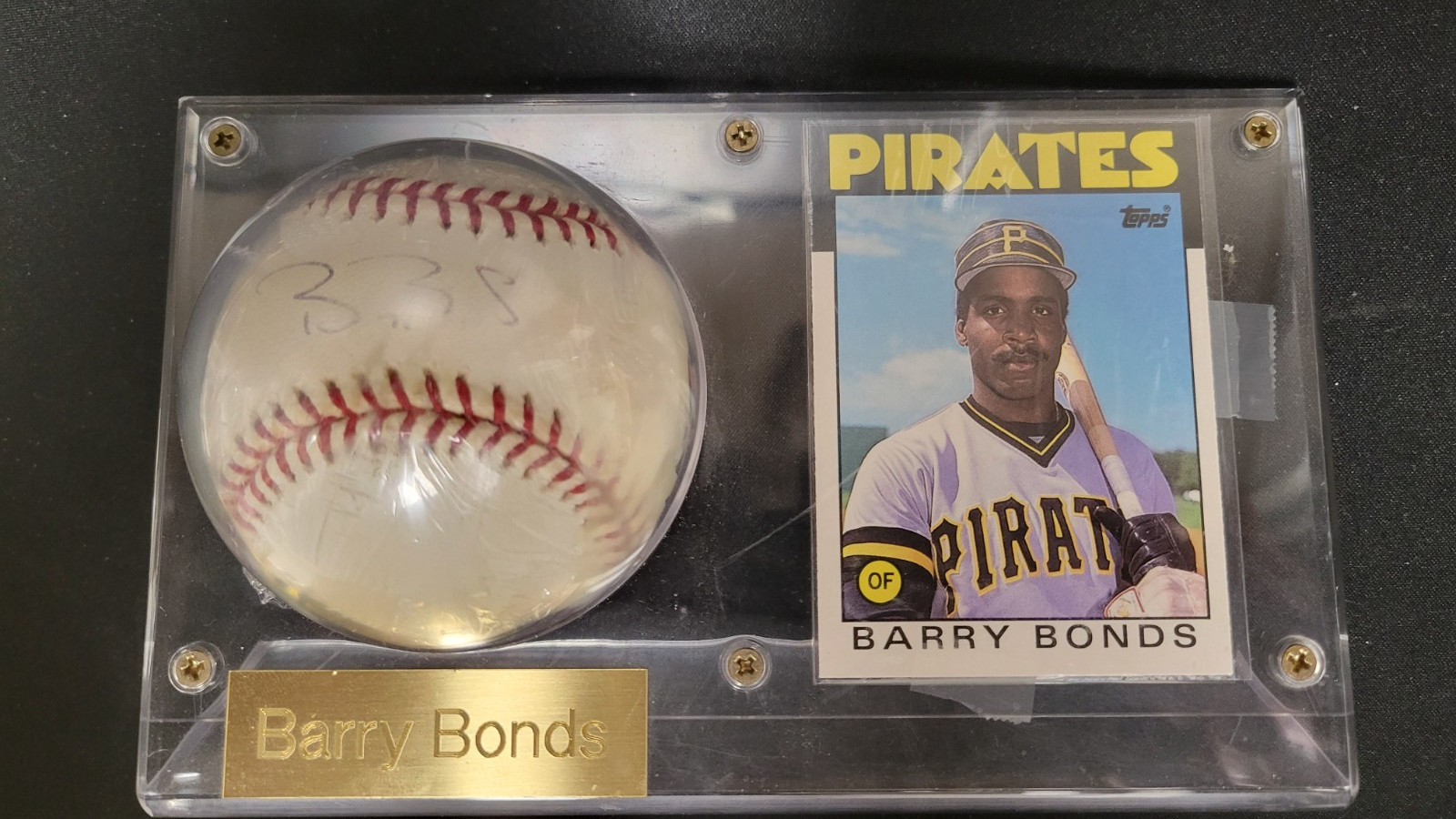 Barry Bonds Signed Official National League Baseball Rookie Card Stand NO COA