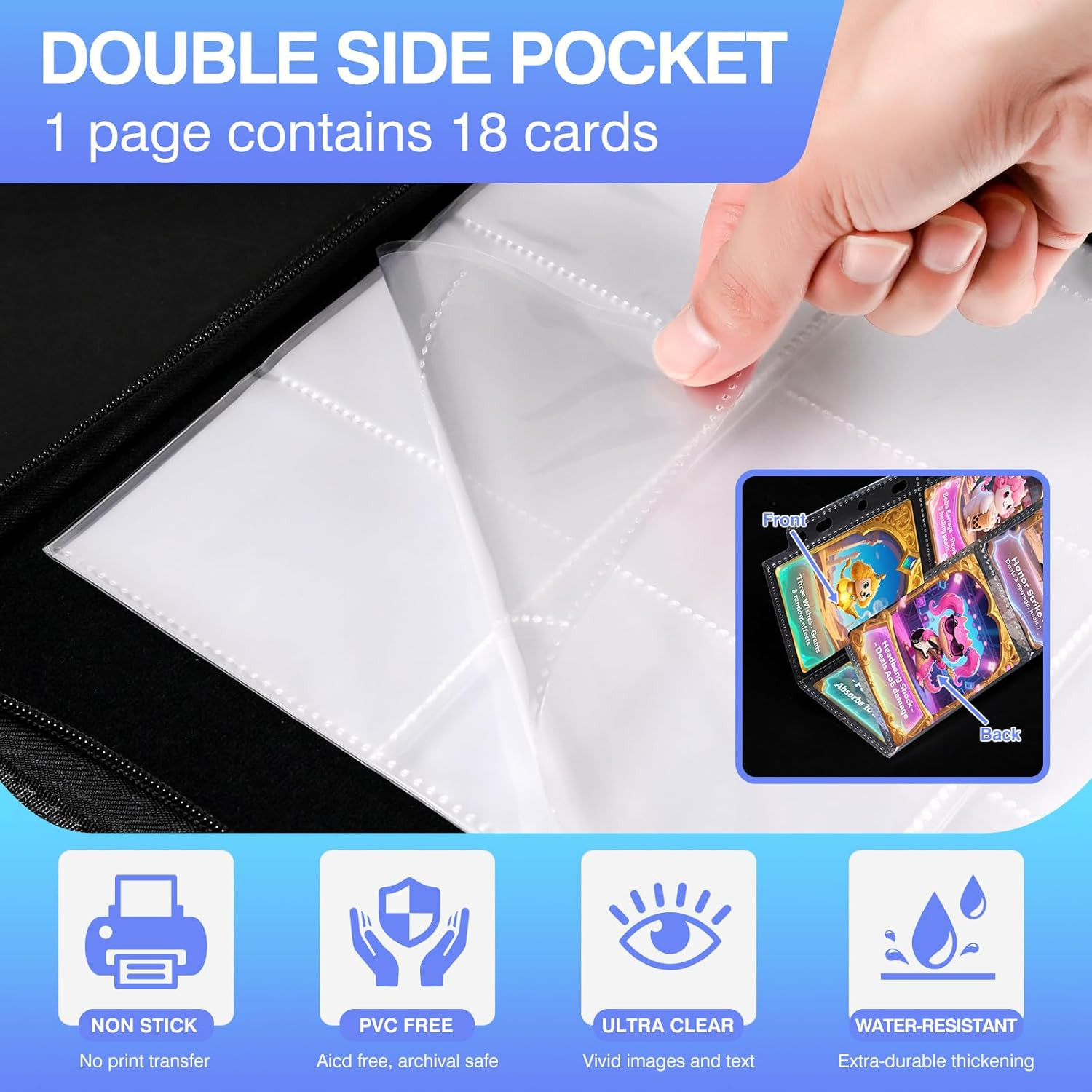 30 Pack 540 Pocket Binder Pages – Double-Sided 9 Pocket Trading Card Sleeves