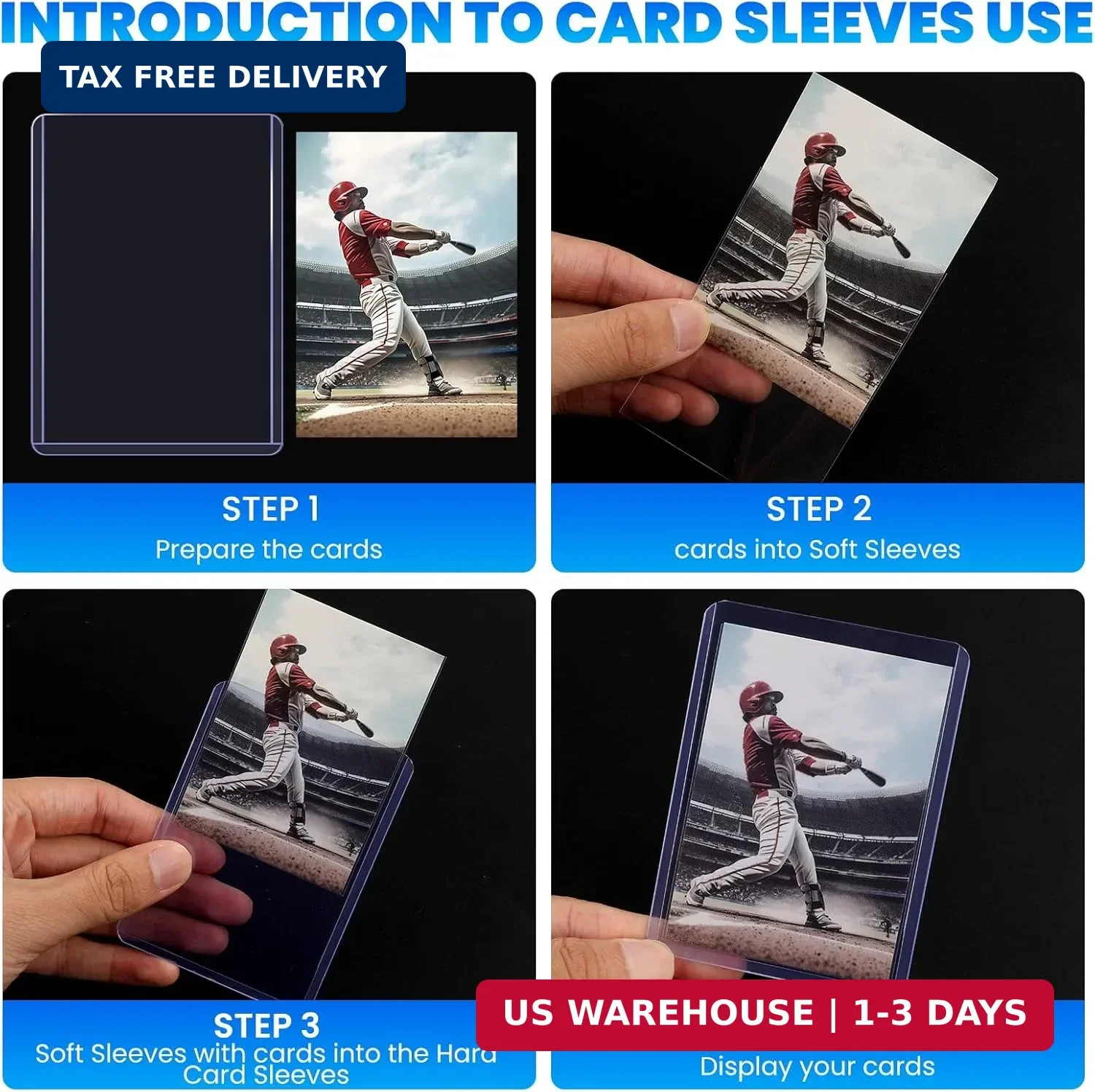 200 Card Sleeves Top Loaders for Cards, 3″ x 4″ Hard Plastic Toploaders, Basebal