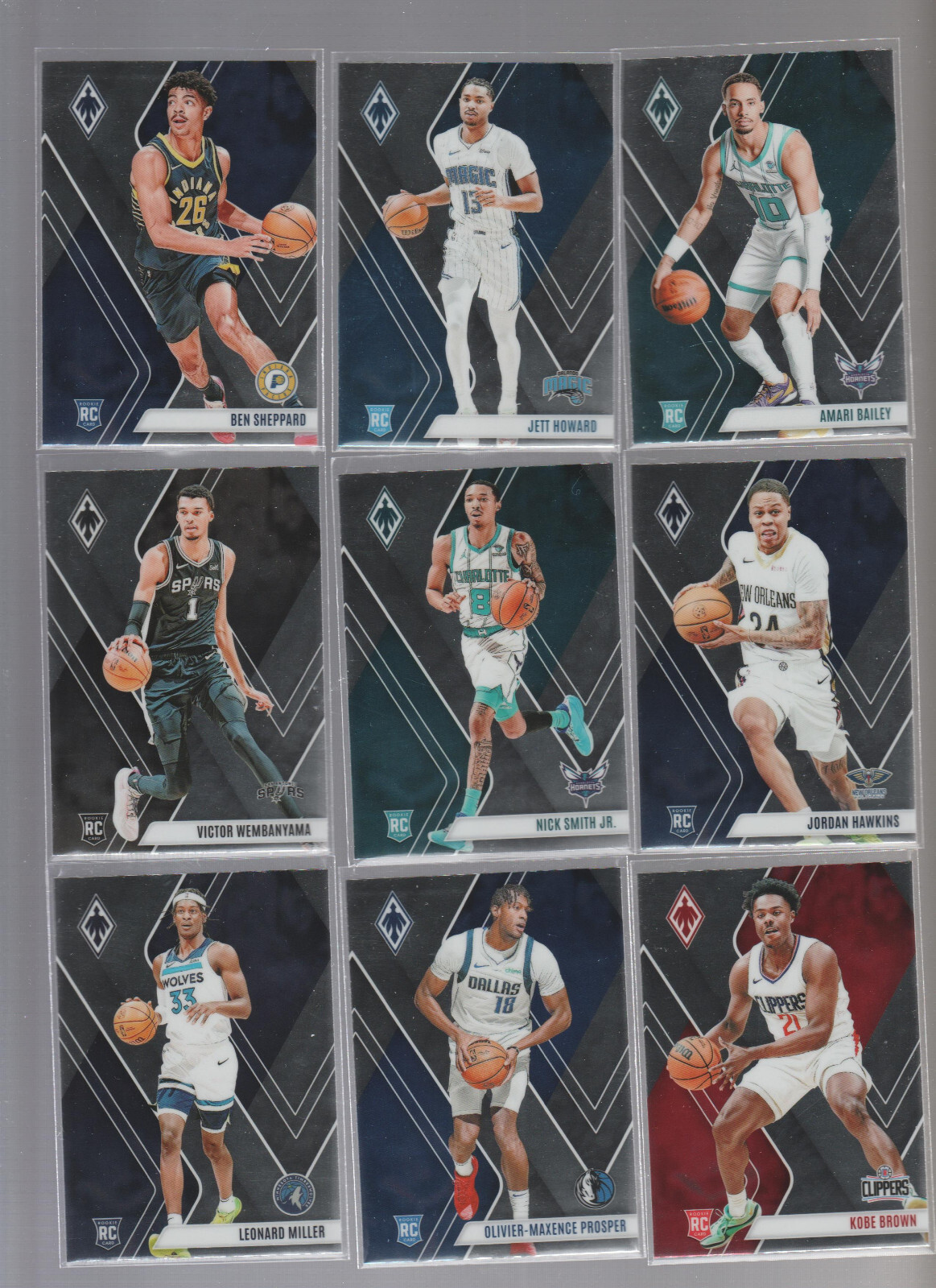 2023 24 PANINI PHOENIX NBA COMPLETE ROOKIE RC SET CARDS 251 – 300 – WEMBANYAMA
