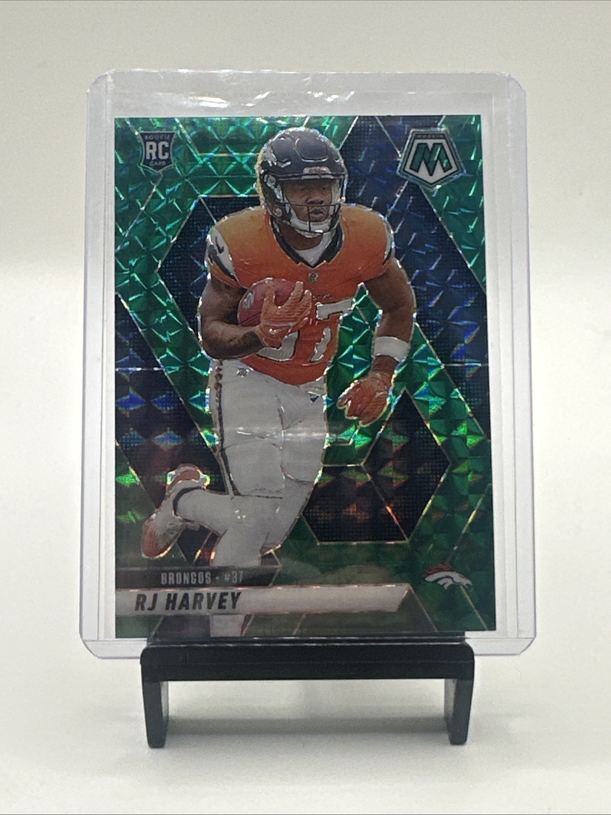 2025 Panini Mosaic – Rookies RJ Harvey #375 Green Mosaic Prizm (RC)